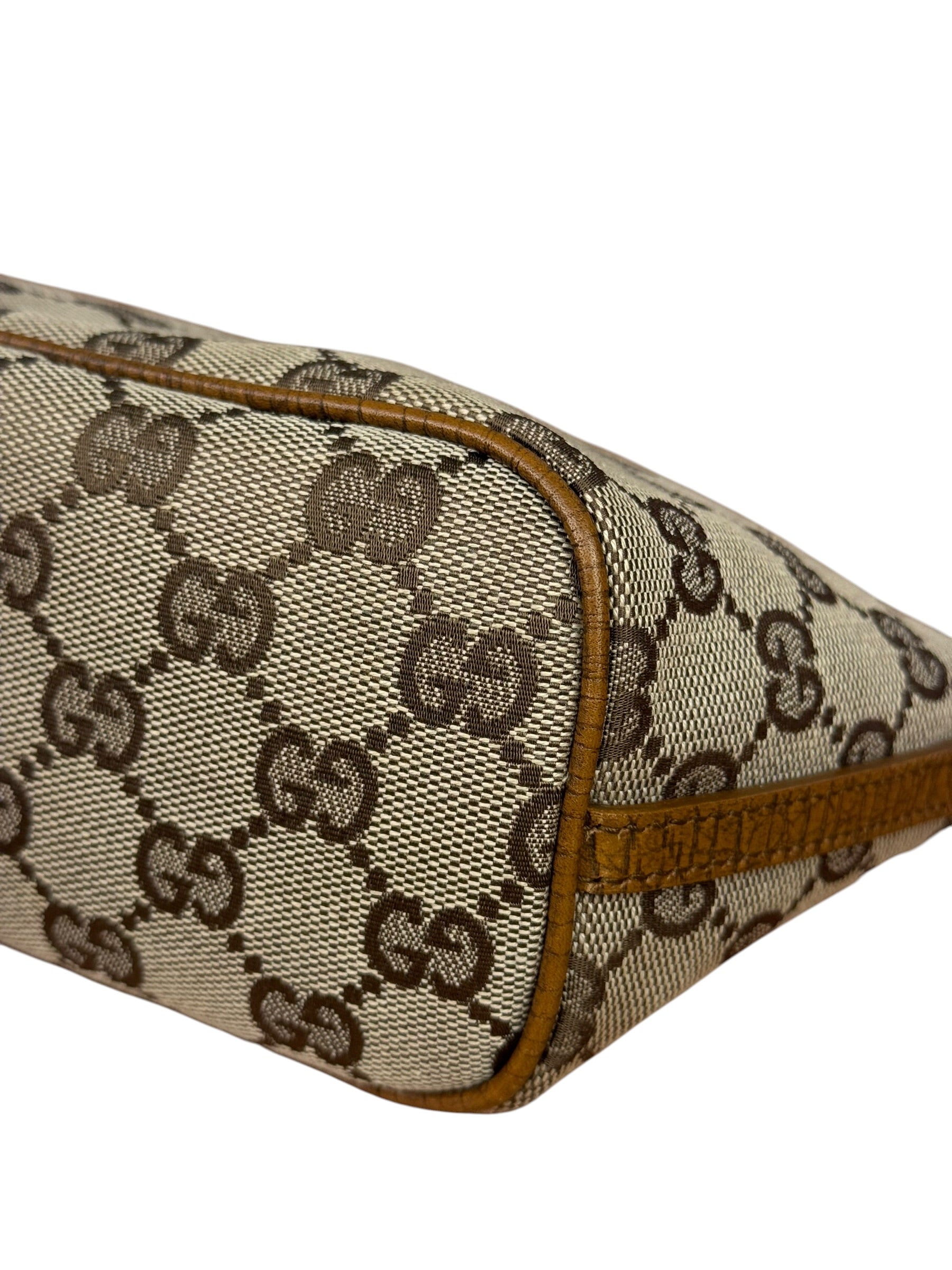 Gucci Brown Leather Trim GG Boat Pochette