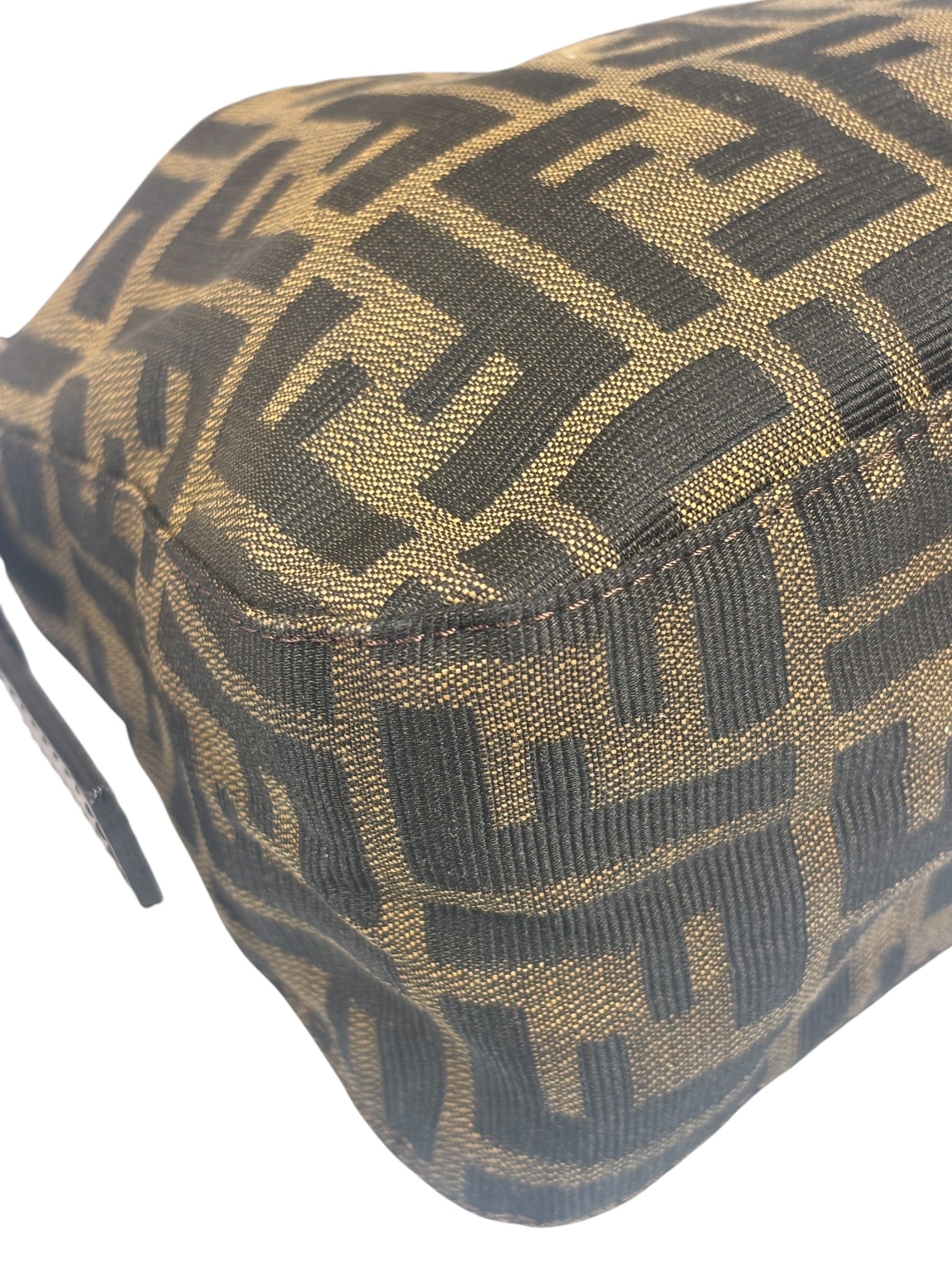 Fendi Brown Leather Trim Baguette