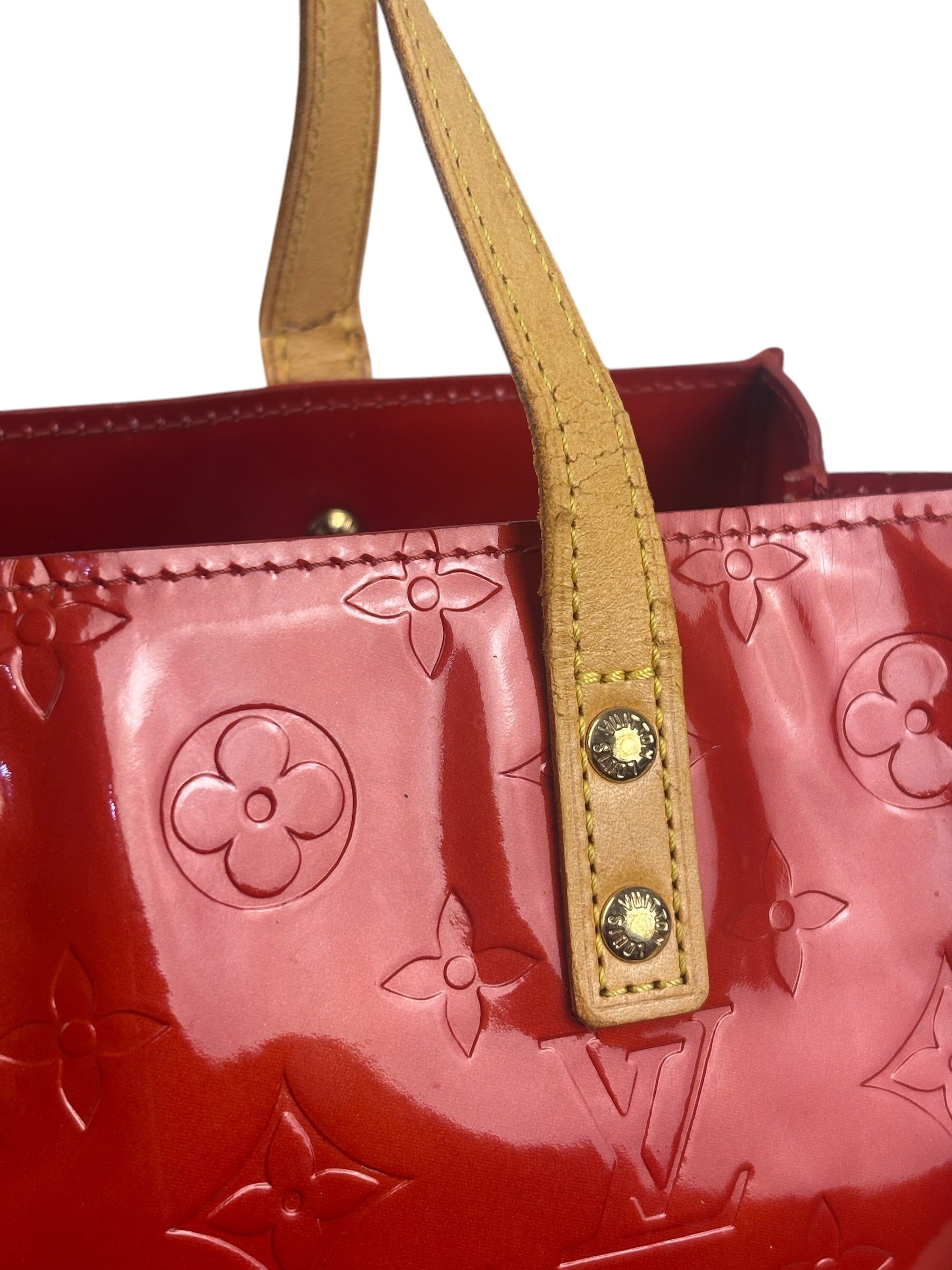 Louis Vuitton Red Canvas Monogram Vernis Hand Bag
