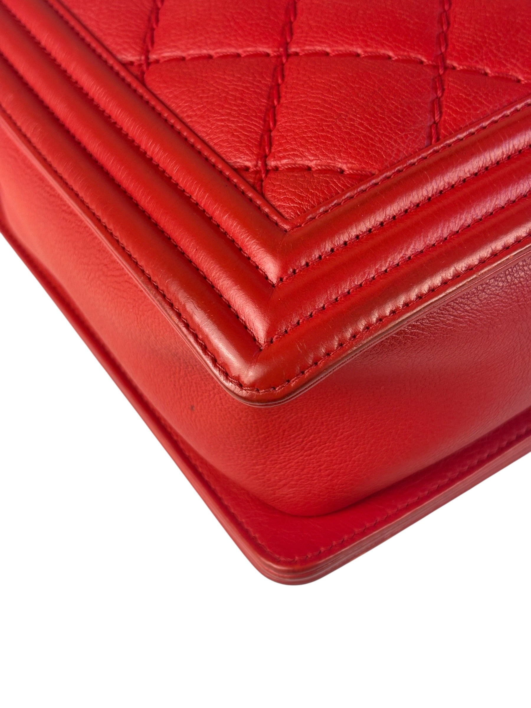 Chanel Red Quilted Leather Boy Flap Bag 2010