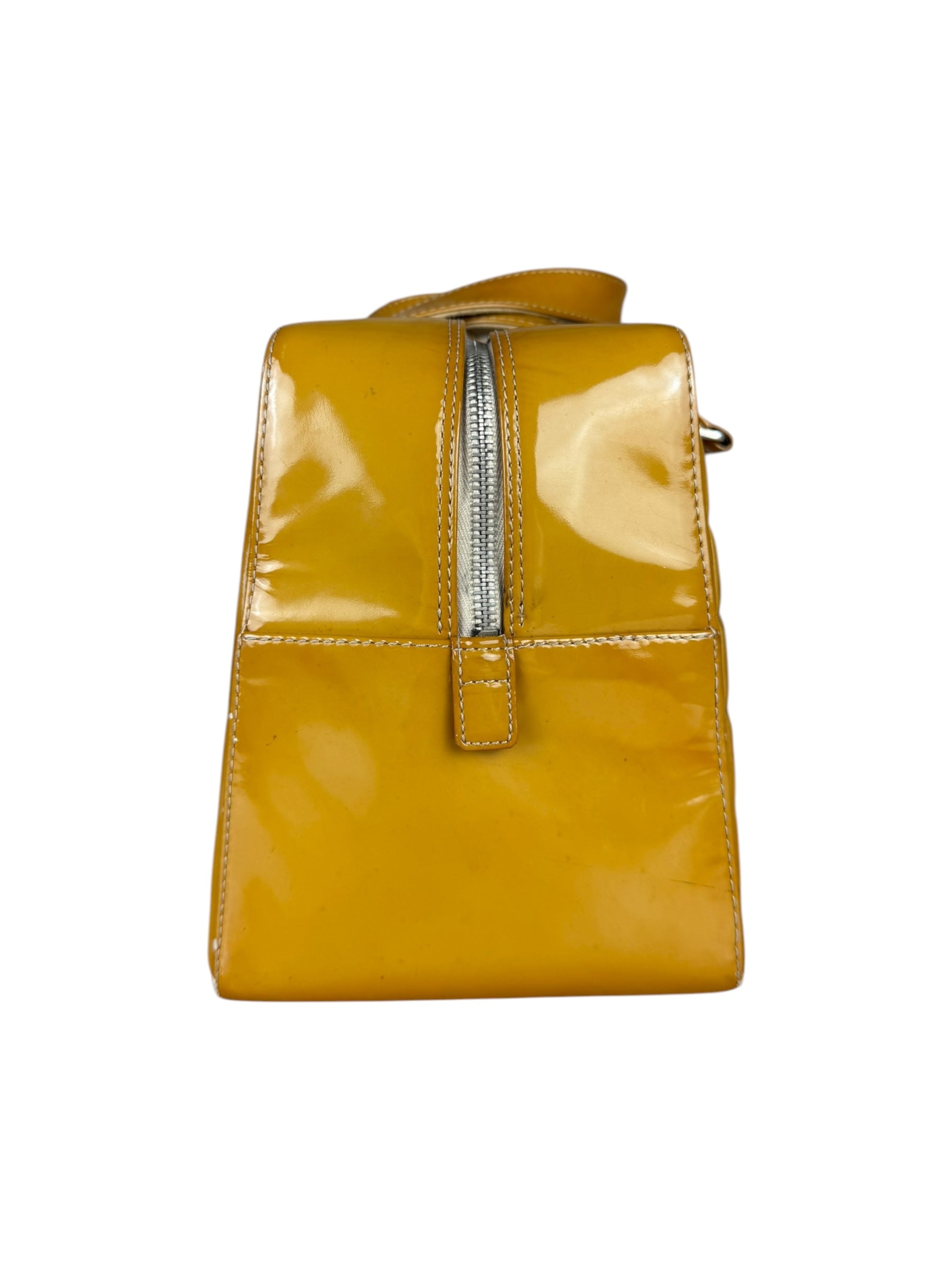 Chanel Vintage Patent Chocolate Bar Bowler Bag