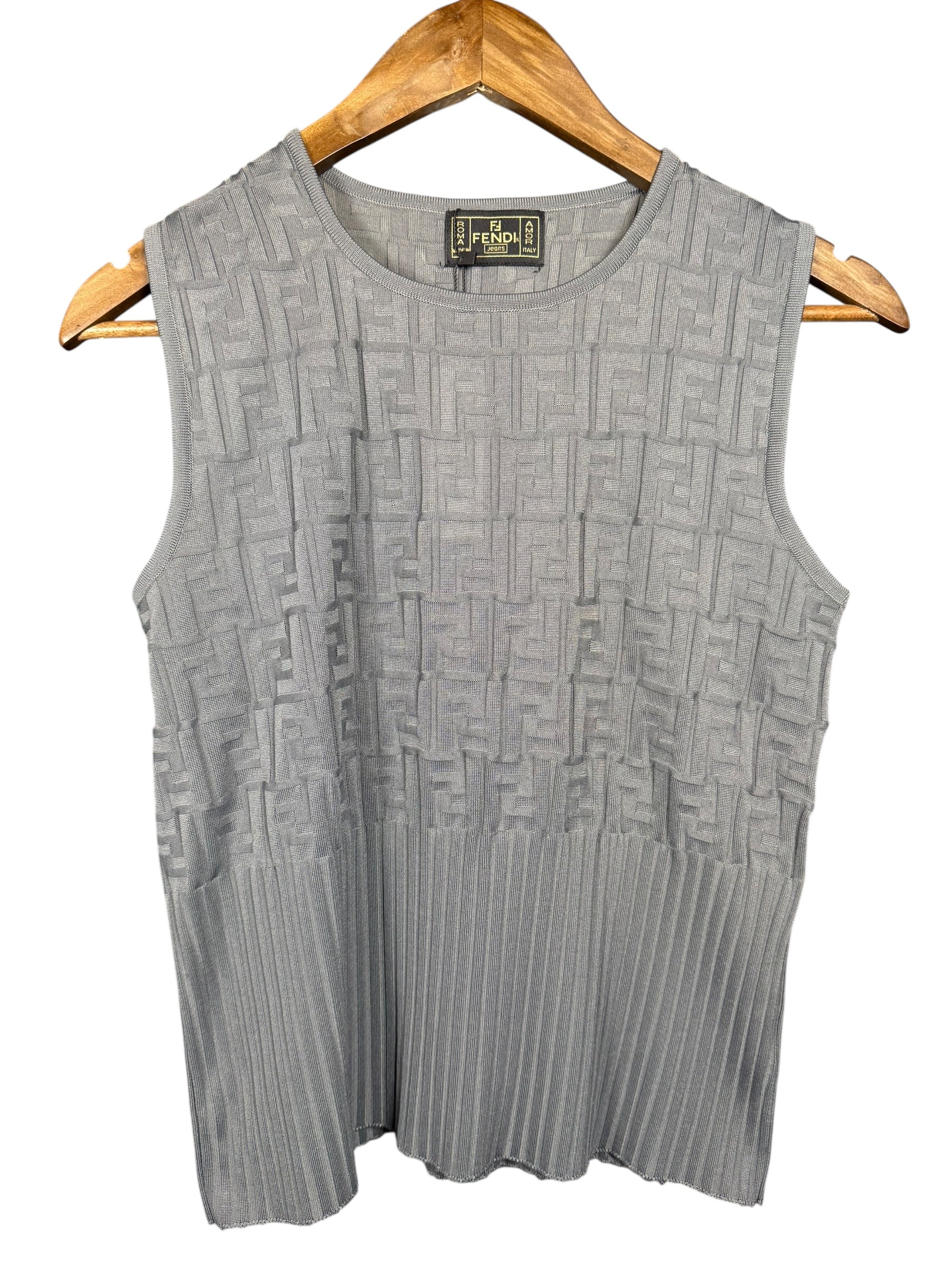 Fendi FF Sleeveless Top Grey
