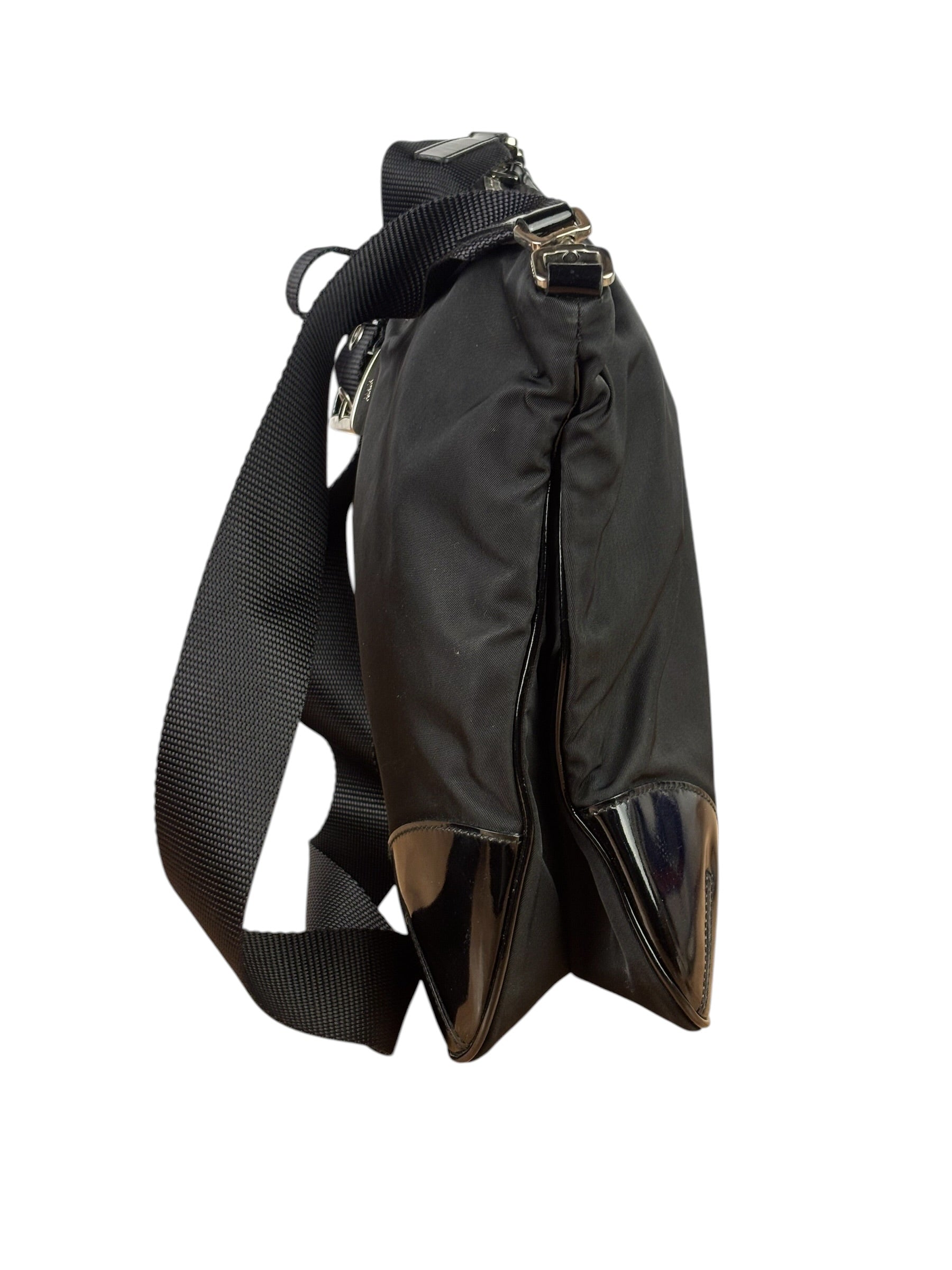 Prada Patent-Trimmed Nylon Crossbody Bag