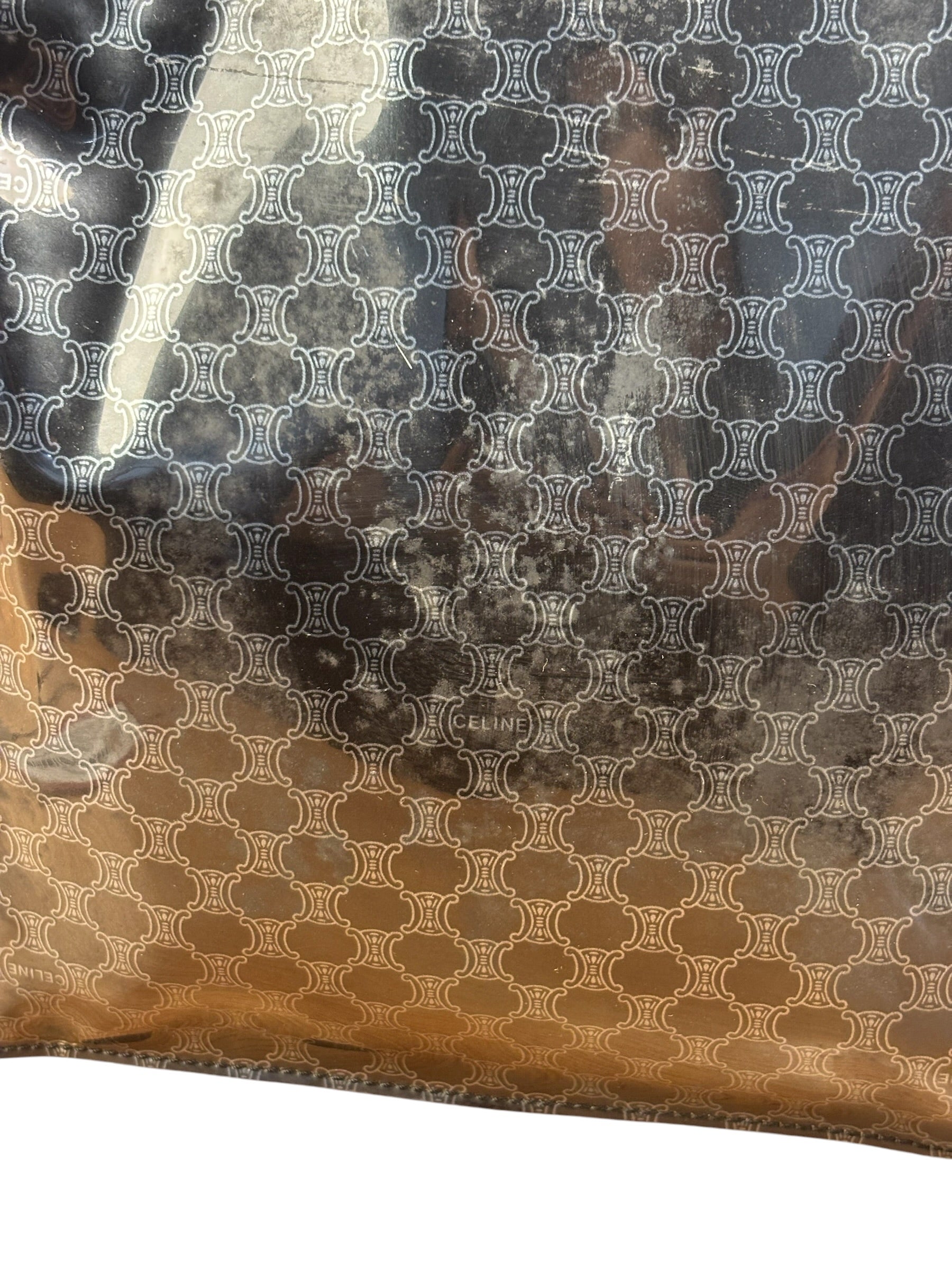 Celine Vintage Black Patent Leather Macdam Vernis Tote Bag