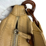 Chanel CC Vintage Beige Leather Caviar Wood Chain Hobo Bag