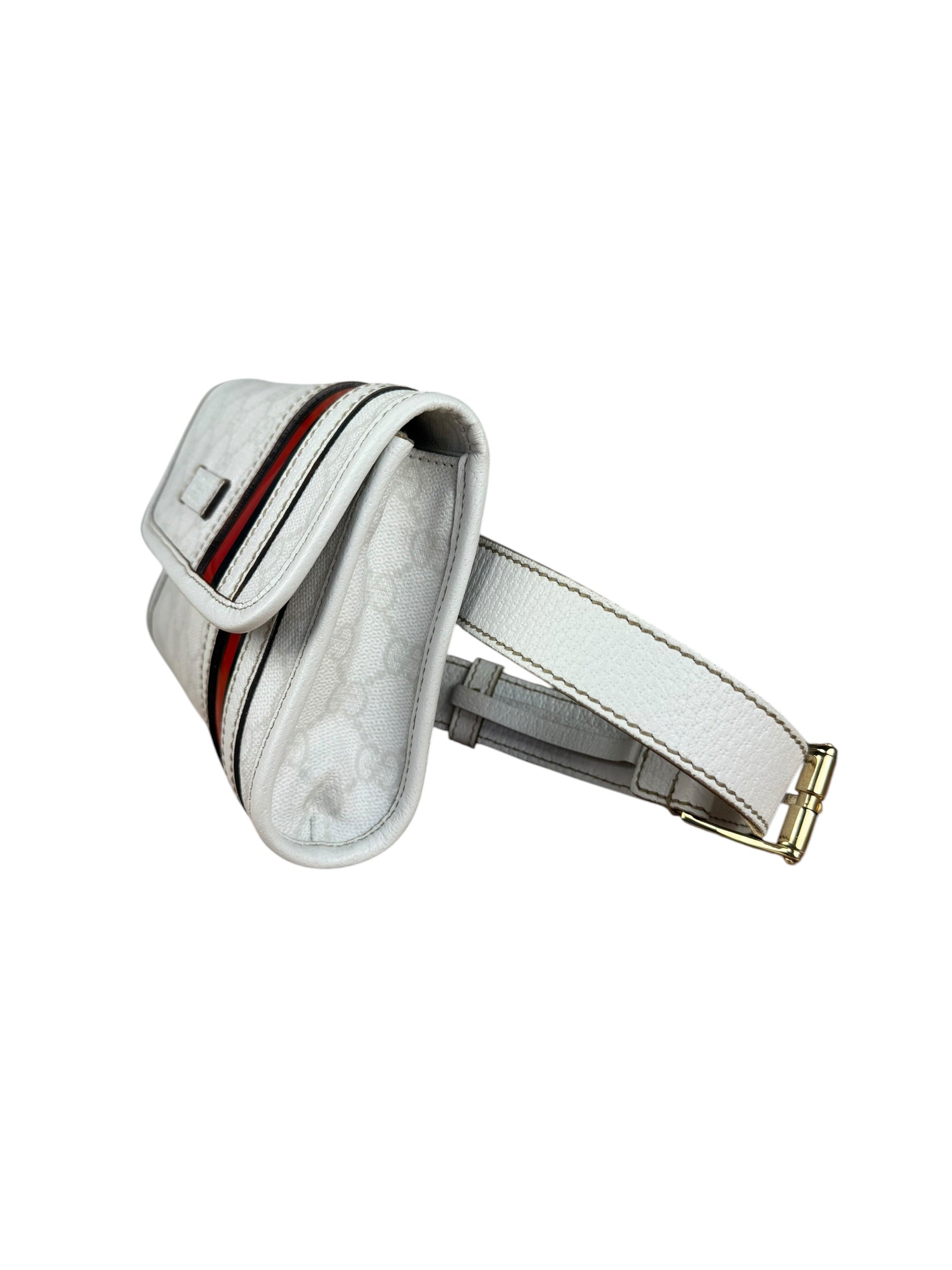 Gucci GG White Coated Canvas Sherry Line Belt Bag