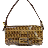 Fendi Brown PVC/Leather Trim Zucca Baguette