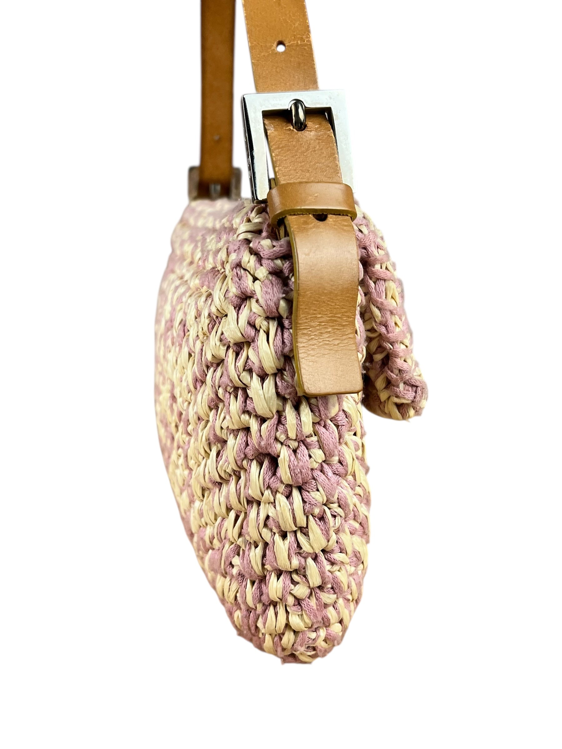 Fendi Raffia Crochet Baguette