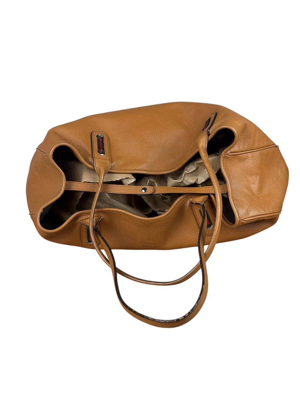 Gucci Brown Leather Sherry Line  Large Tote Bag