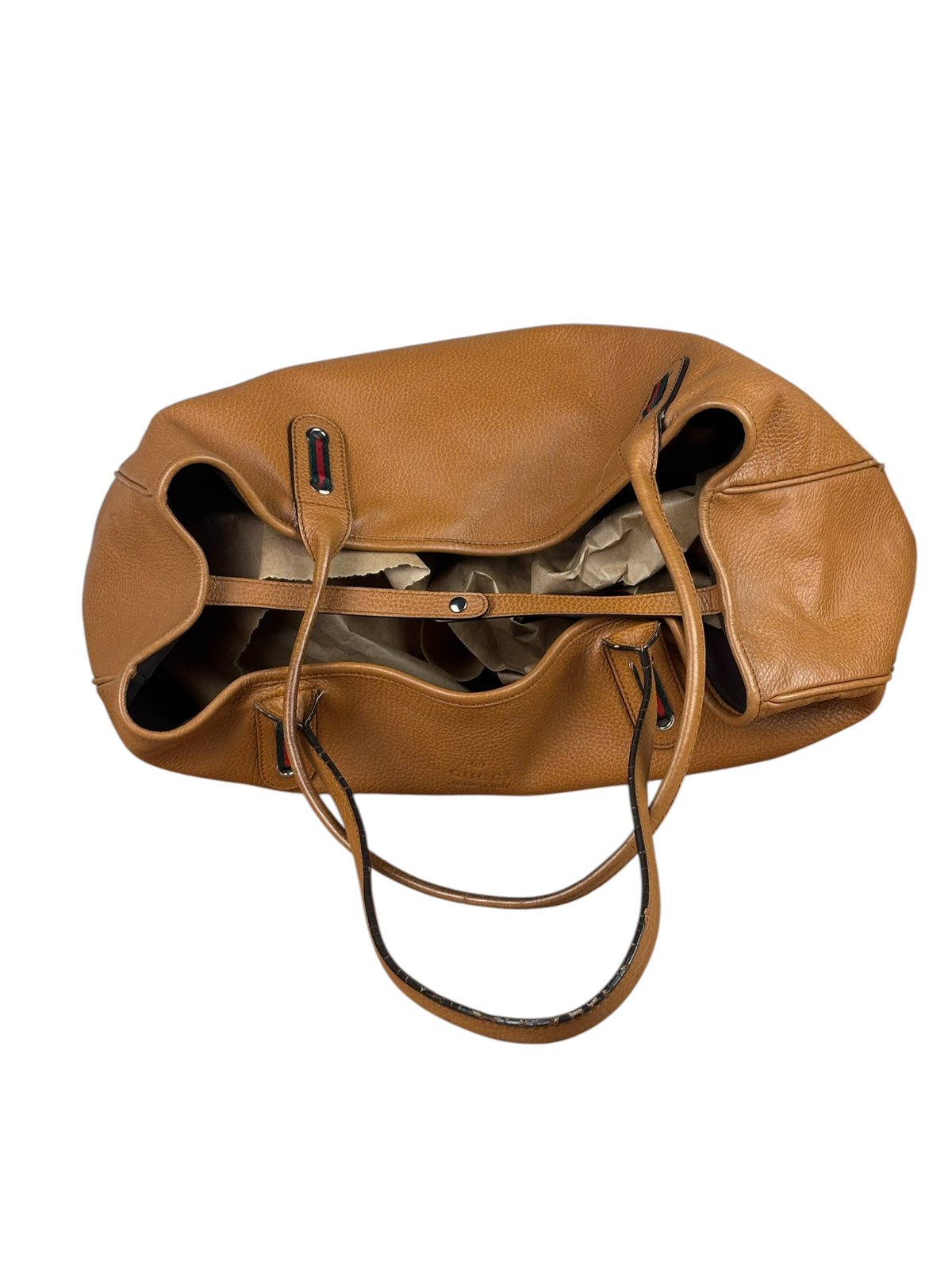 Gucci Brown Leather Sherry Line  Large Tote Bag