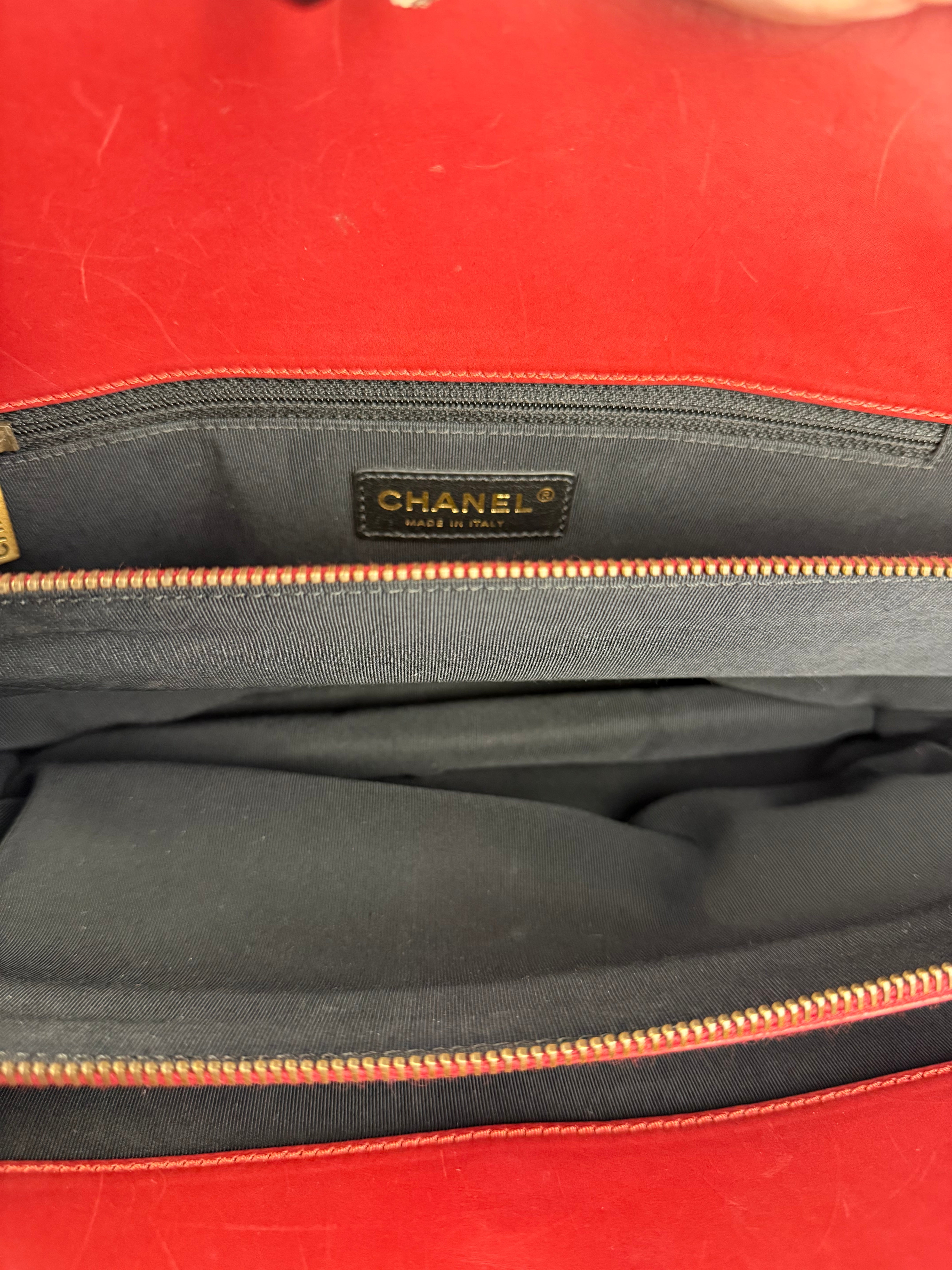 Chanel Red Leather Large Jetsetter Boy 2Way Handbag 2011