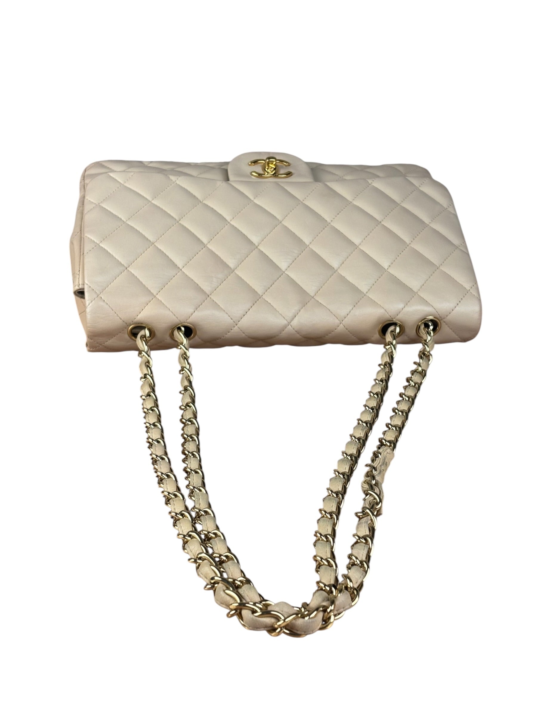 Chanel Beige Clair Jumbo Classic Flap Shoulder Bag 1990