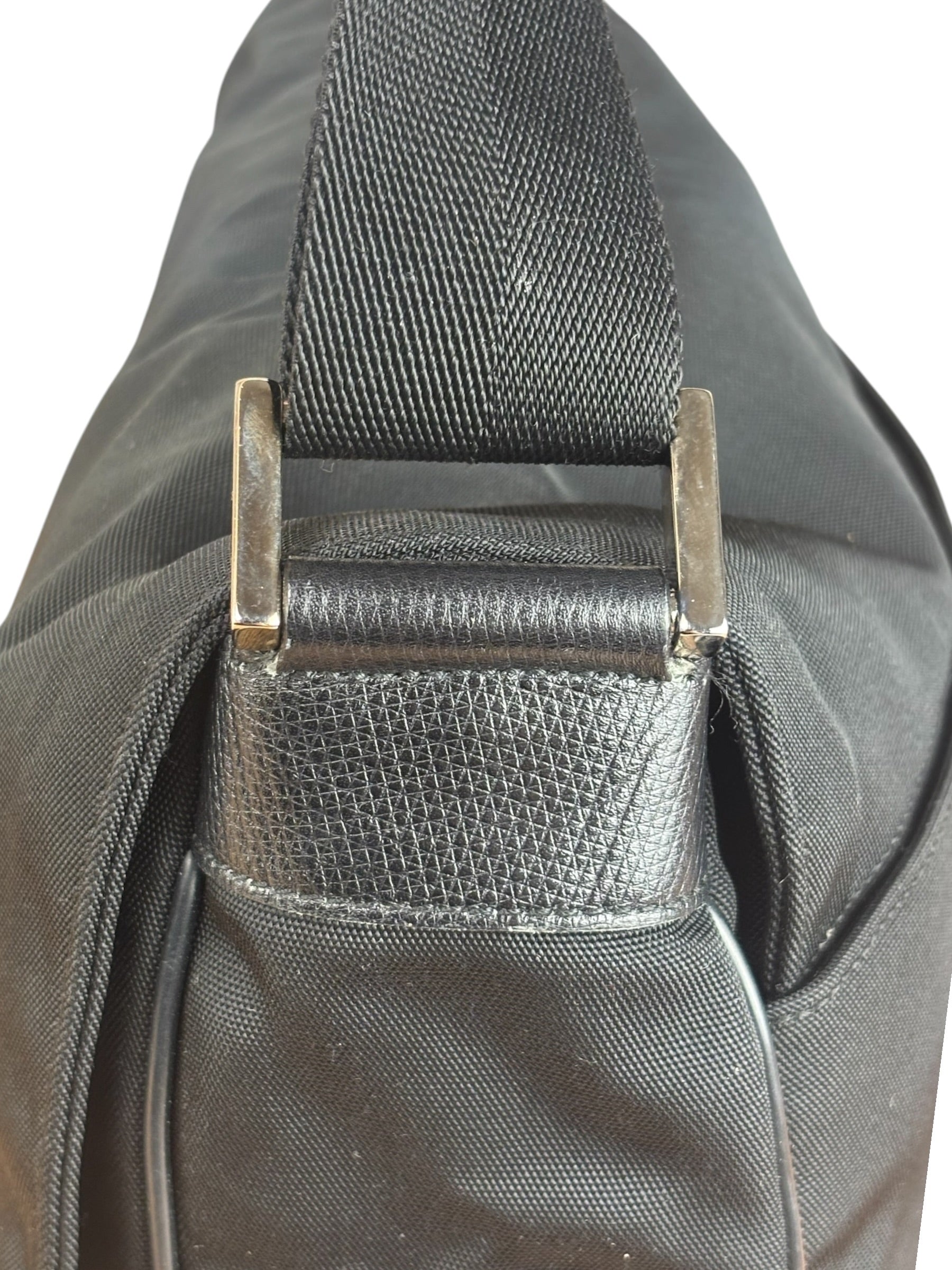 Gucci Black Canvas Flap Messenger Bag