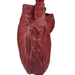Bottega Veneta Red Leather Intrecciato Trim Hobo Bag