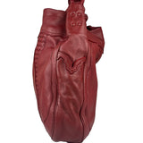 Bottega Veneta Red Leather Intrecciato Trim Hobo Bag