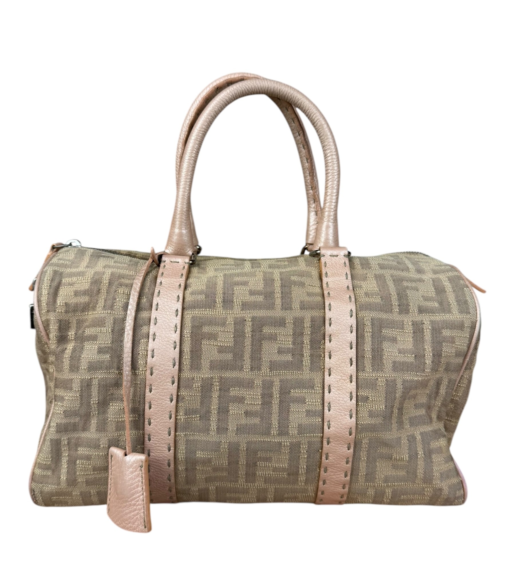 Fendi Brown/Pink Selleria Zucca Mini Boston Bag