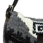 Fendi Vintage Grey/Black Knit Wool Baguette