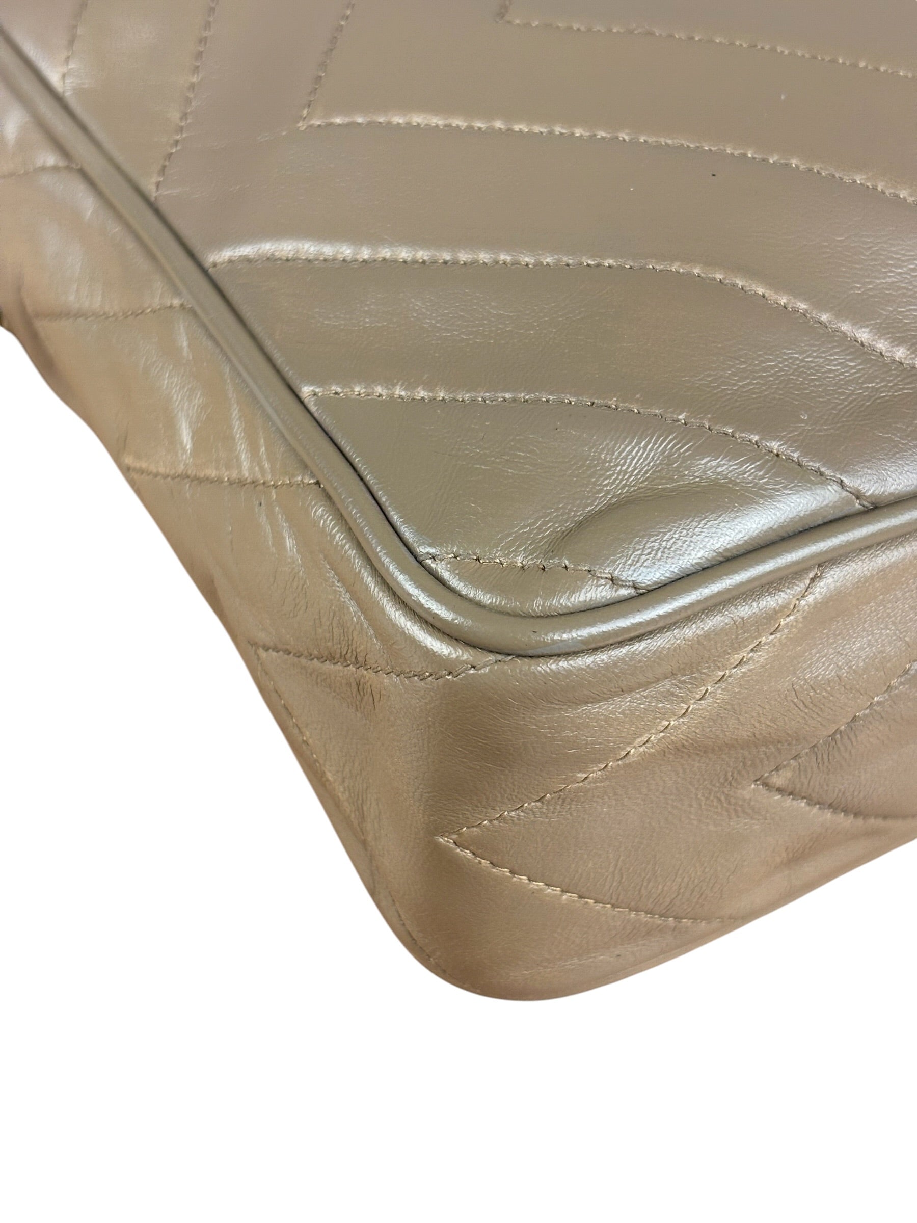 Chanel Tan Beige Chevron Leather Camera Case