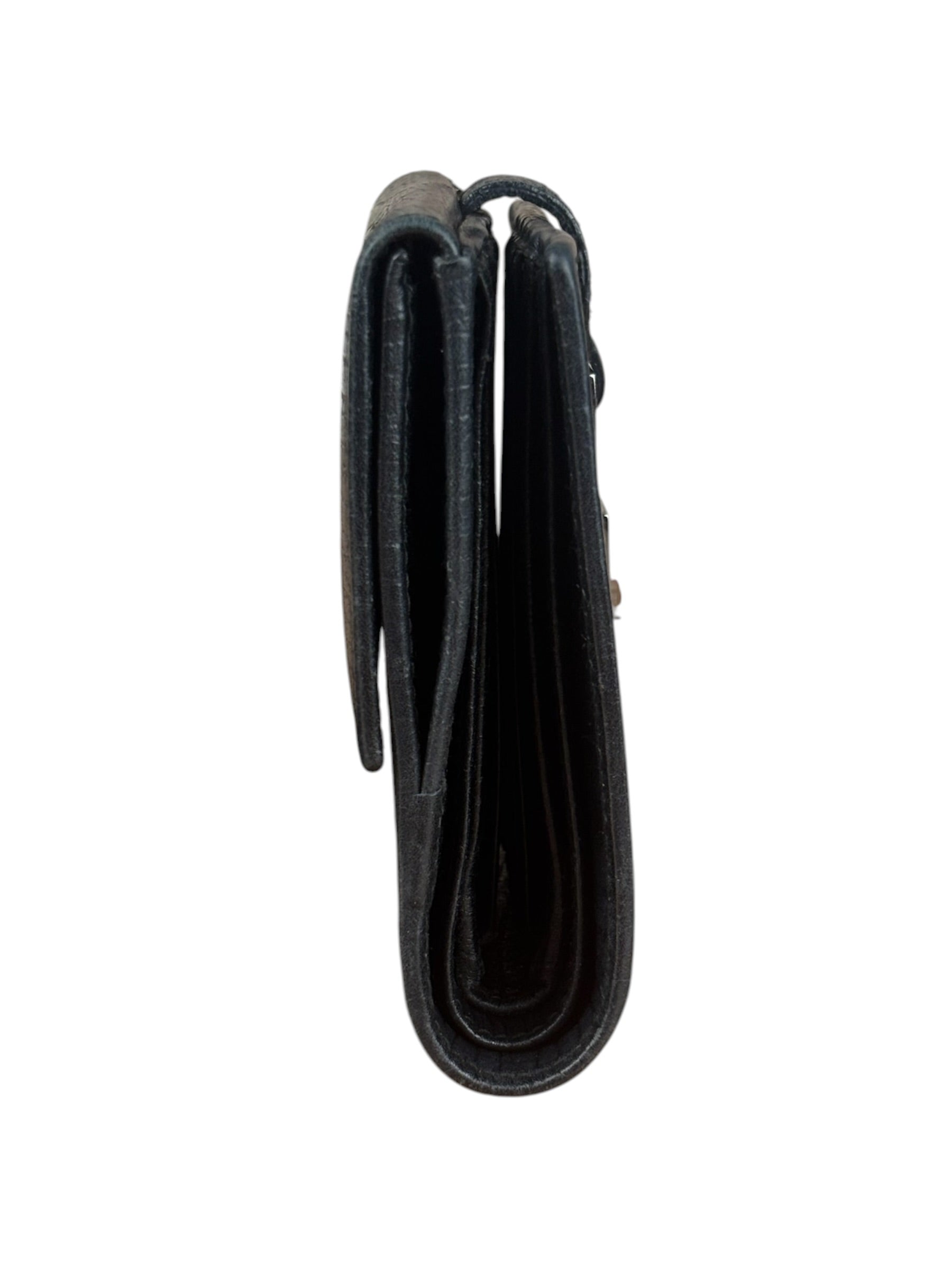 Gucci Vintage Black GG Jackie Buckle Compact Wallet
