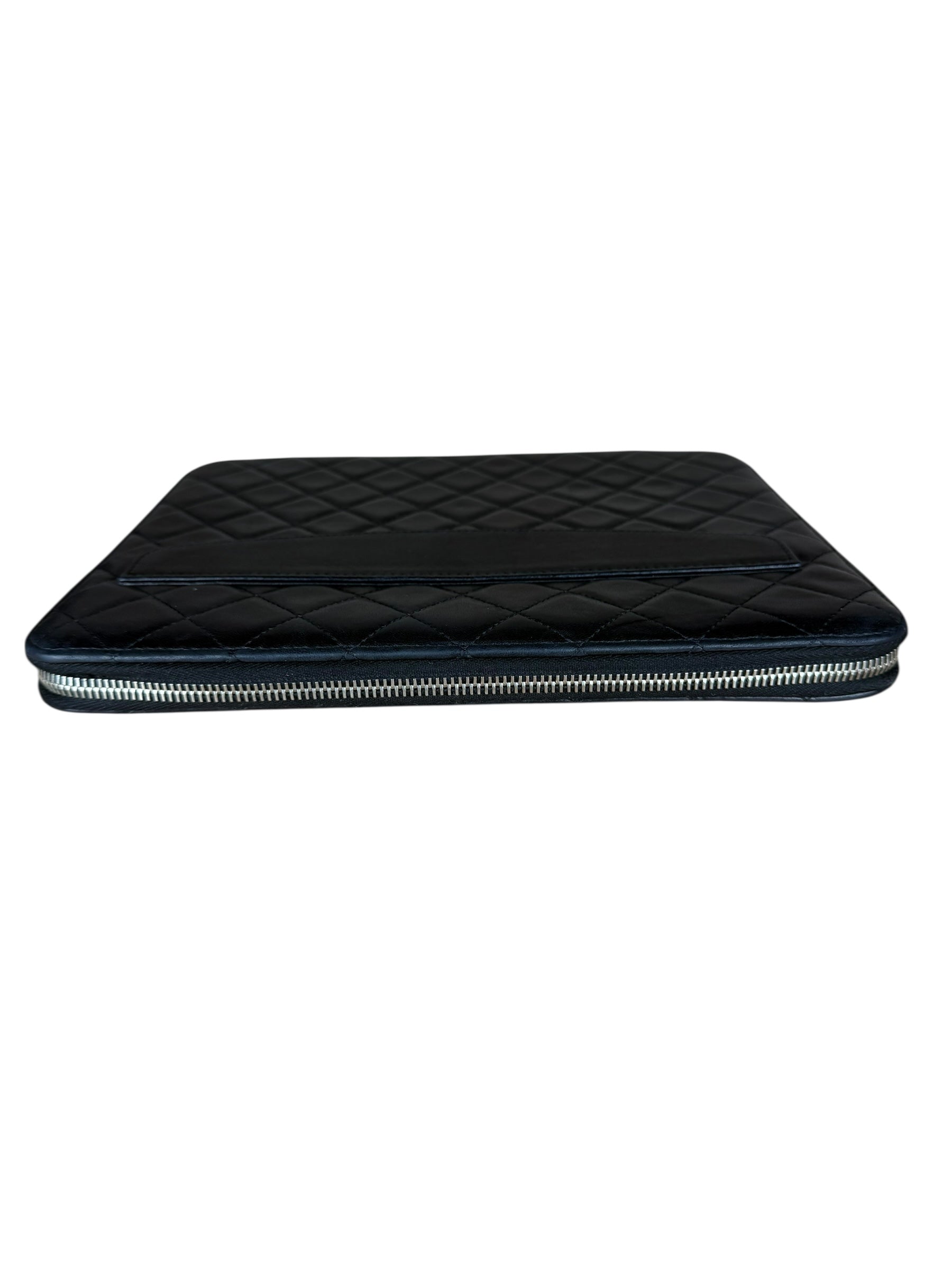 Chanel Black Quilted Caviar Leather Tablet Clutch Case