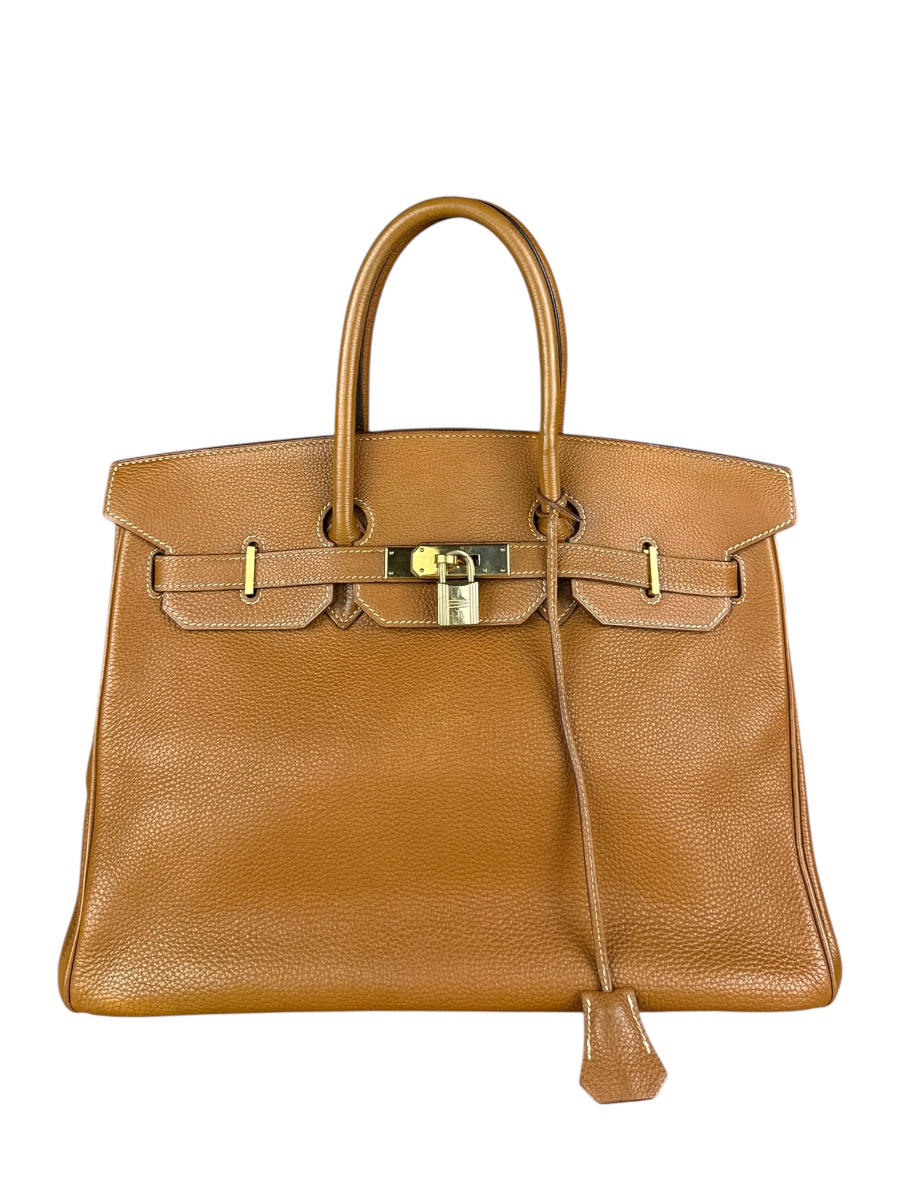 Hermes Birkin 35 Gold Brown Togo Leather Handbag 2001