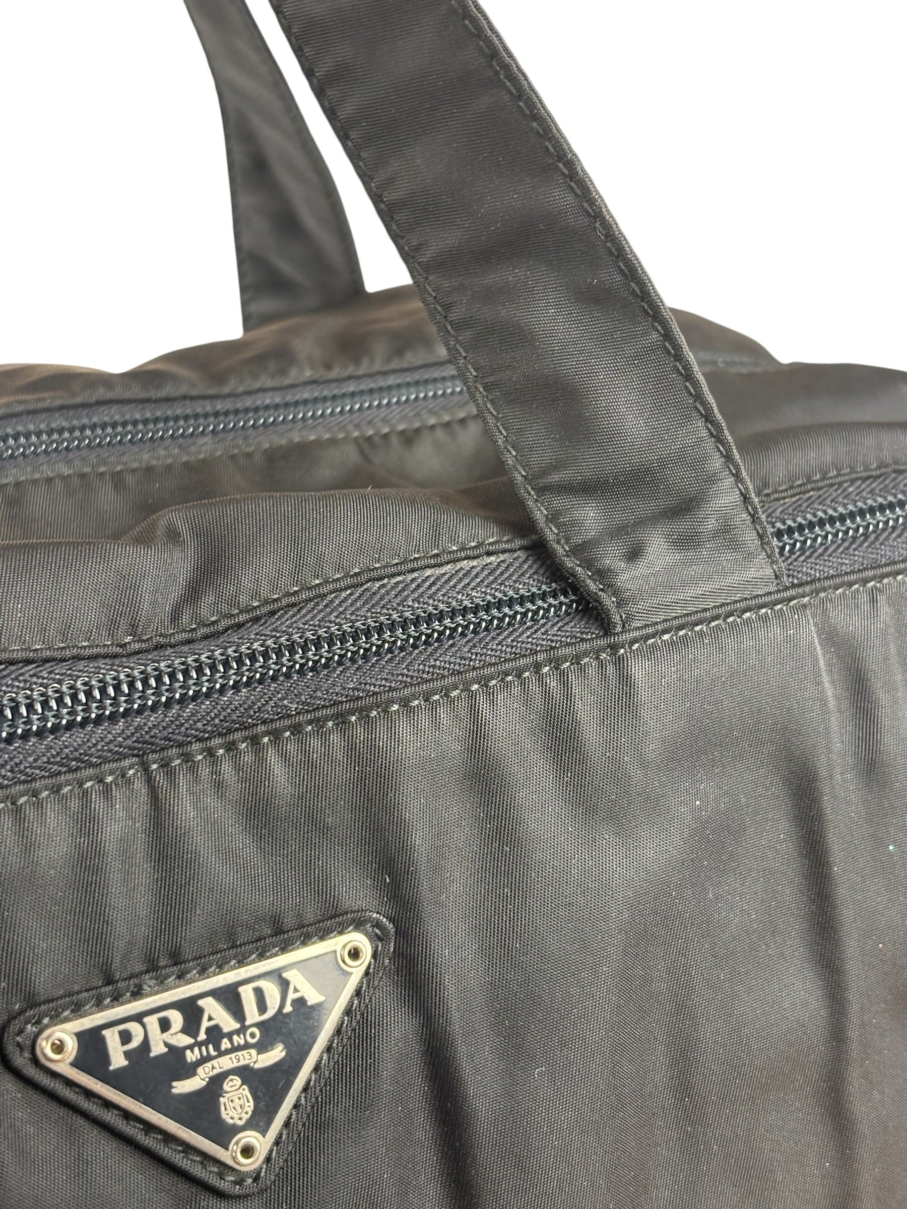 Prada Vintage Black Tessuto Nylon Travel Bag