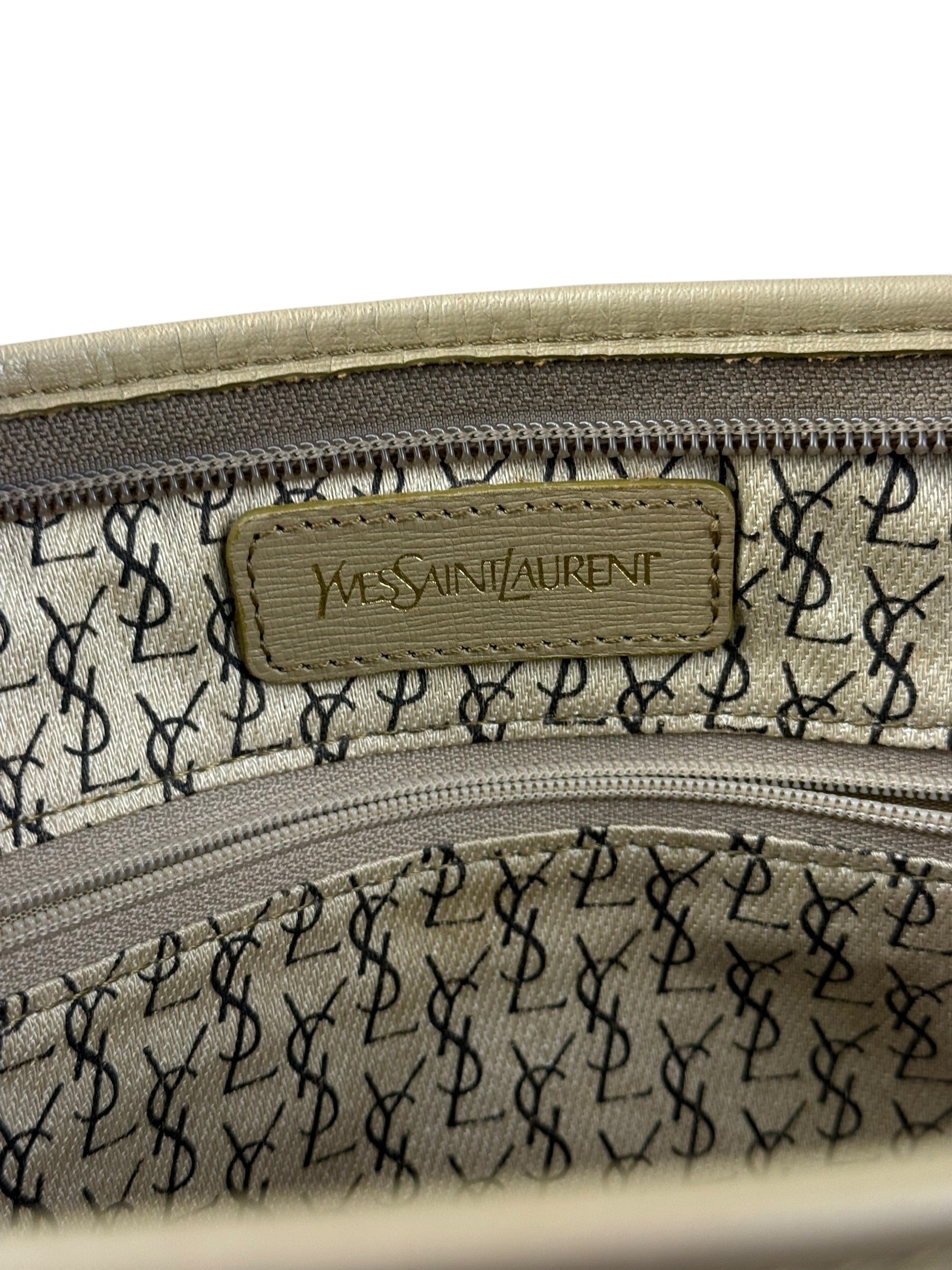 Yves Saint Lauren Vintage Gray Giraffe Printed Leather Clutch