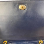Chanel Navy Leather Diamond Stitch Flap Bag 1988