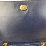 Chanel Navy Leather Diamond Stitch Flap Bag 1988