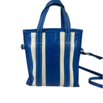 Balenciaga White/Blue Bazar Stripe Two-Way Tote Bag