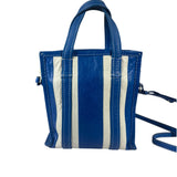 Balenciaga White/Blue Bazar Stripe Two-Way Tote Bag