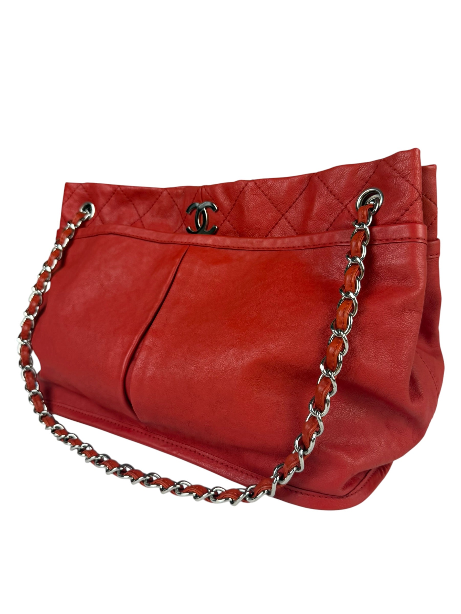 Chanel Red Quilted Leather Natural Beauty Chain Tote 2010