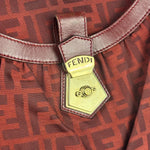 Fendi Red Leather Trim Zucca Chef Tote