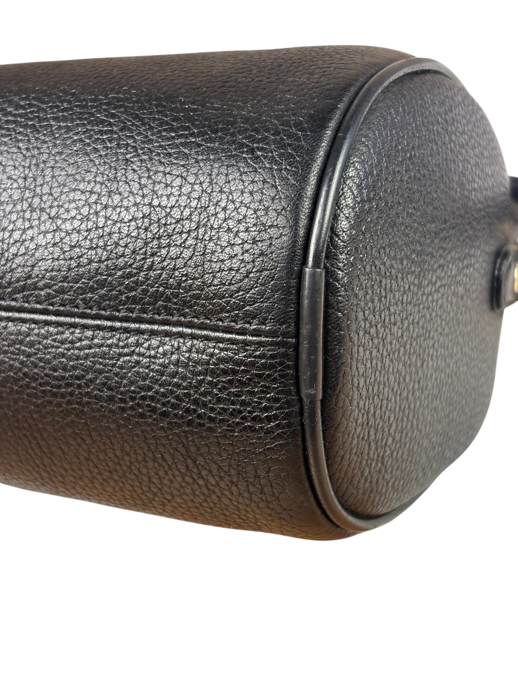 MCM Vintage Black Pebbled Leather Bowler Pochette
