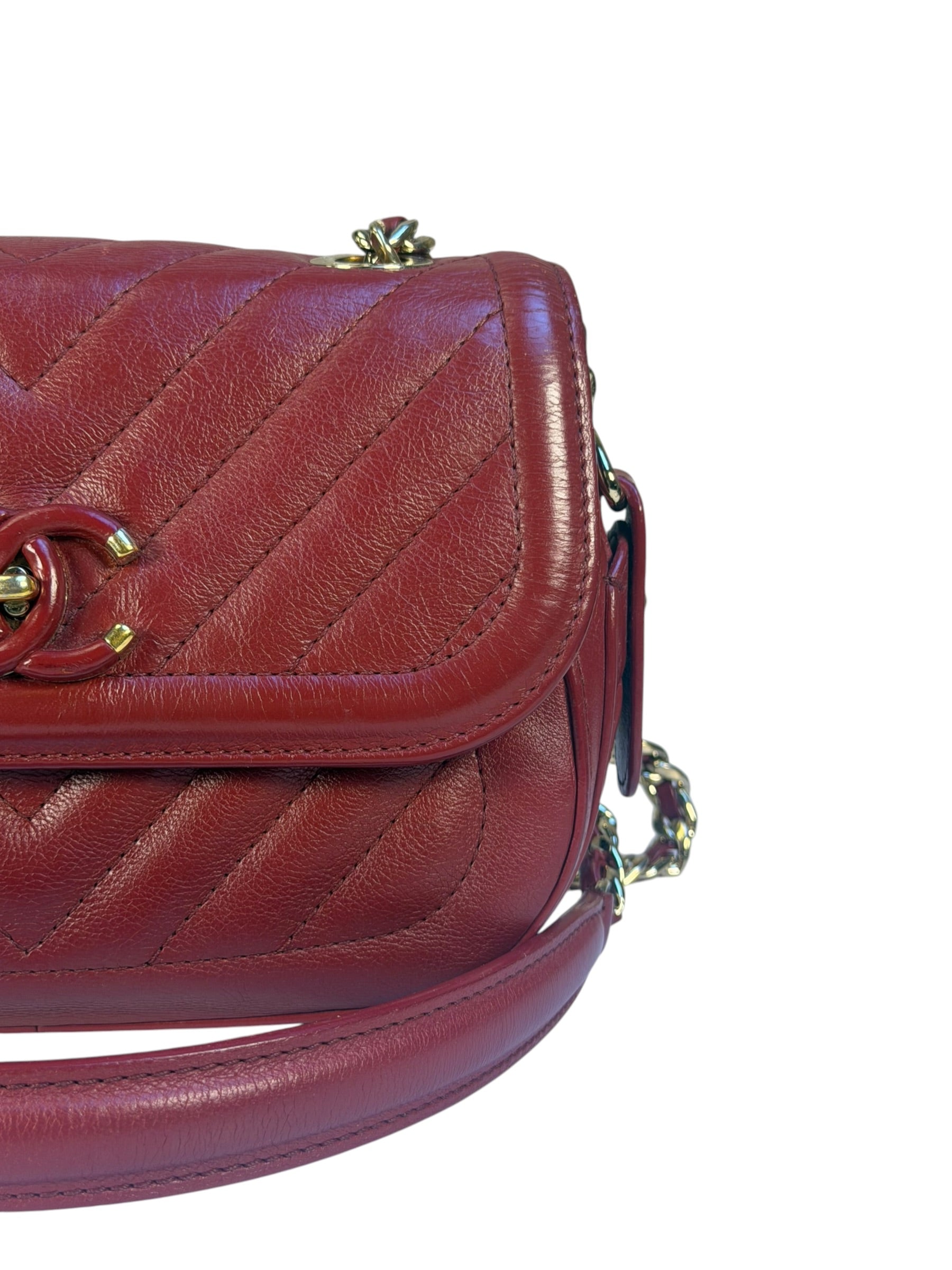 Chanel Burgundy Chevron-Quilted Leather Flap Crossbody 2018