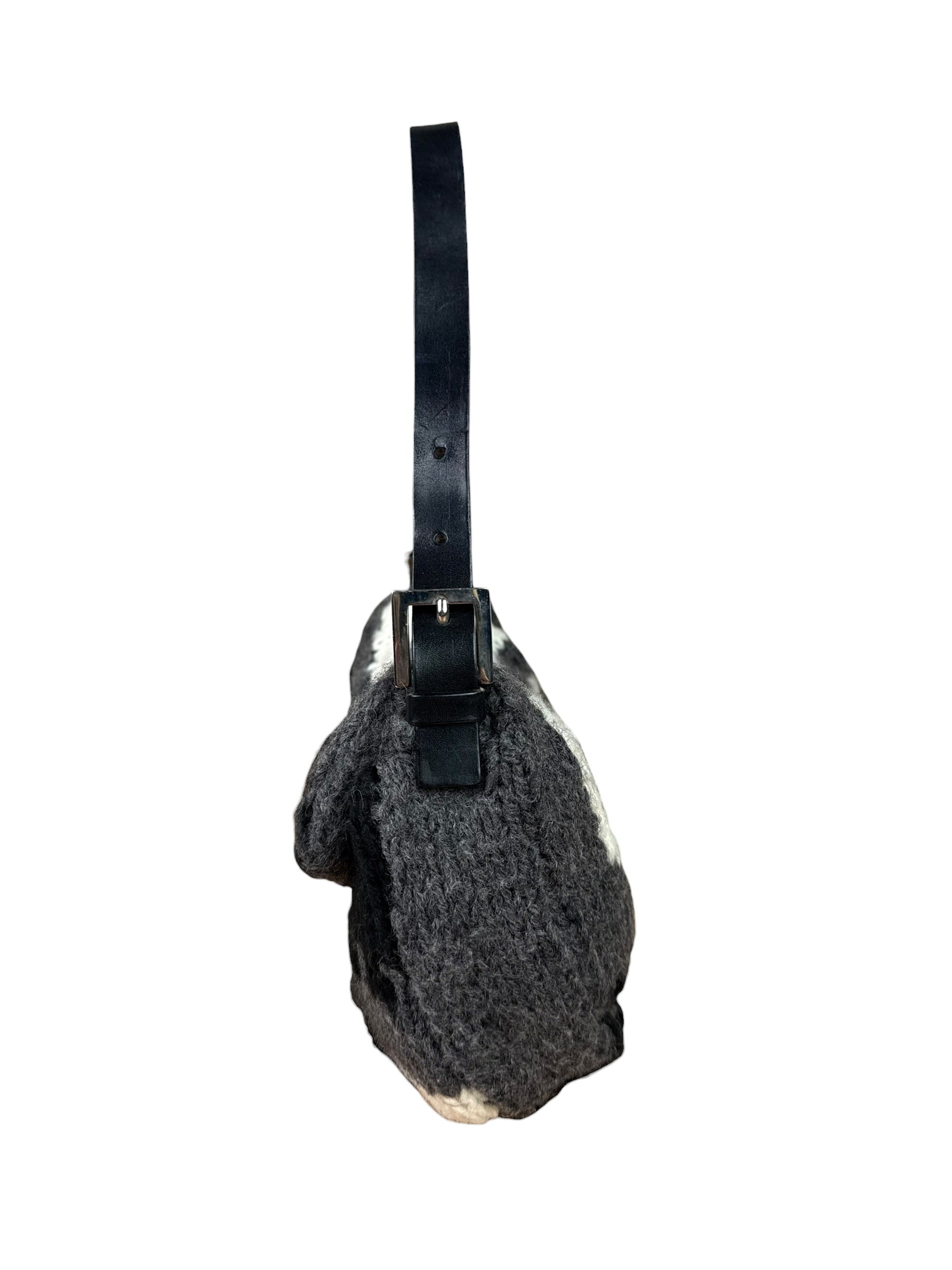 Fendi Vintage Grey/Black Knit Wool Baguette