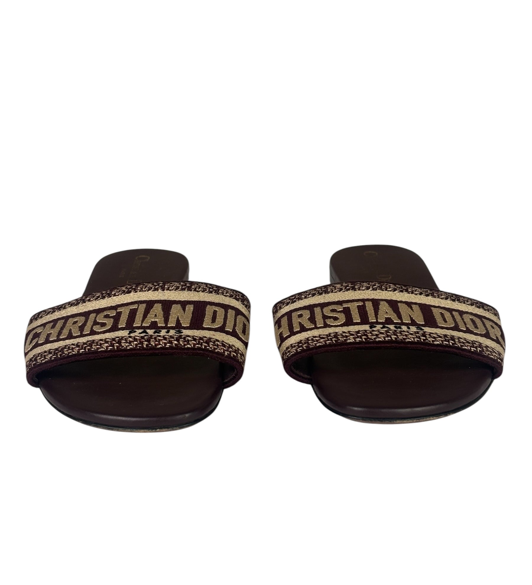 Christian Dior Paris Burgundy Slide Sandals