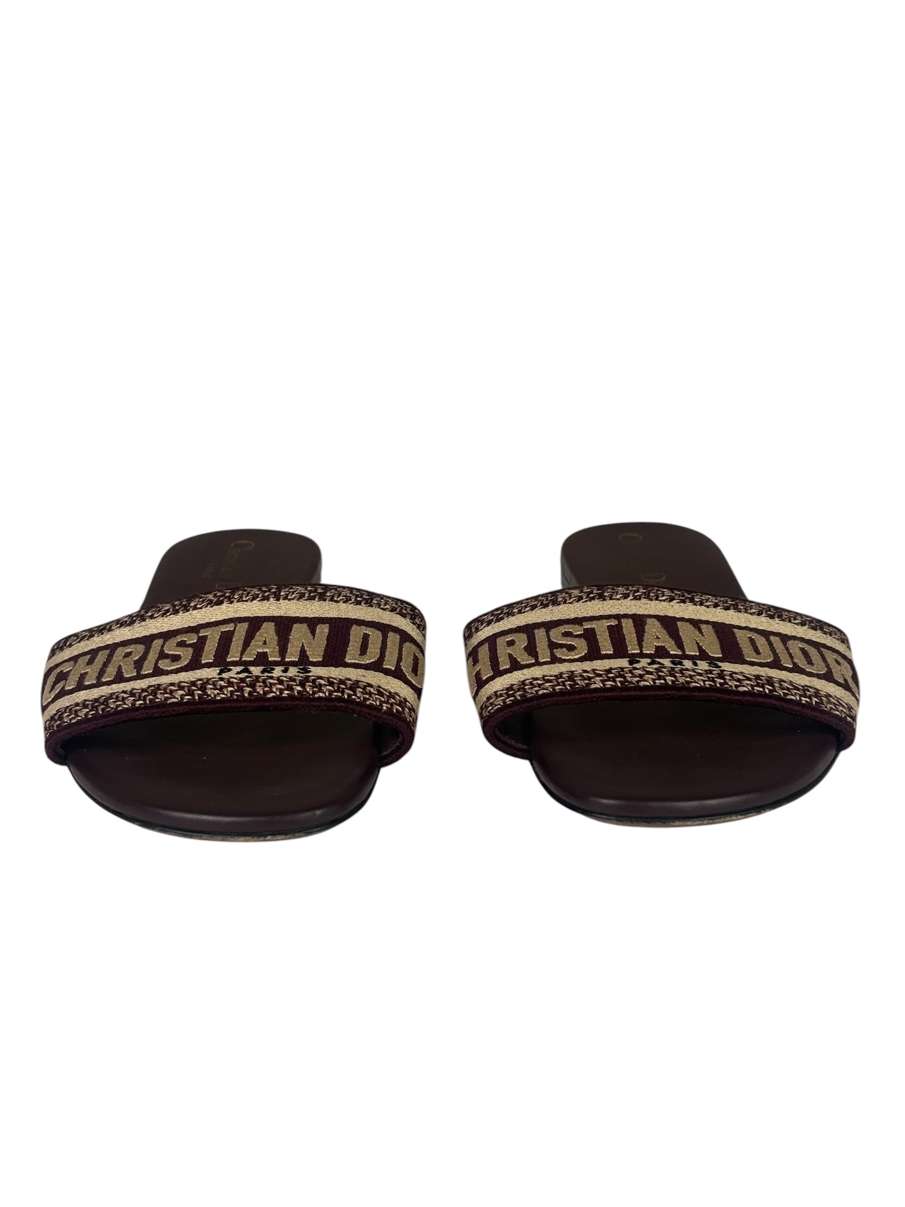 Christian Dior Paris Burgundy Slide Sandals