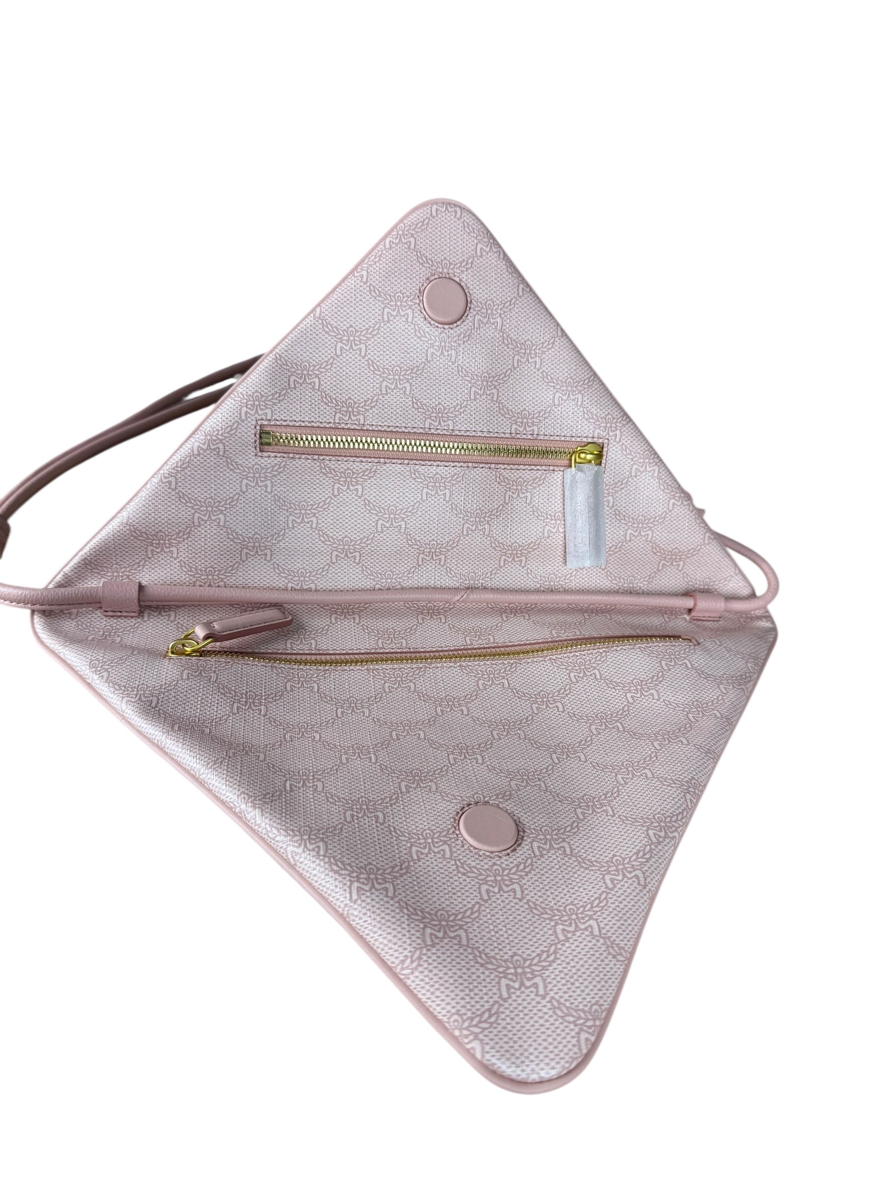 MCM Pink Triangle Logo Fold-Over Shoulder Bag