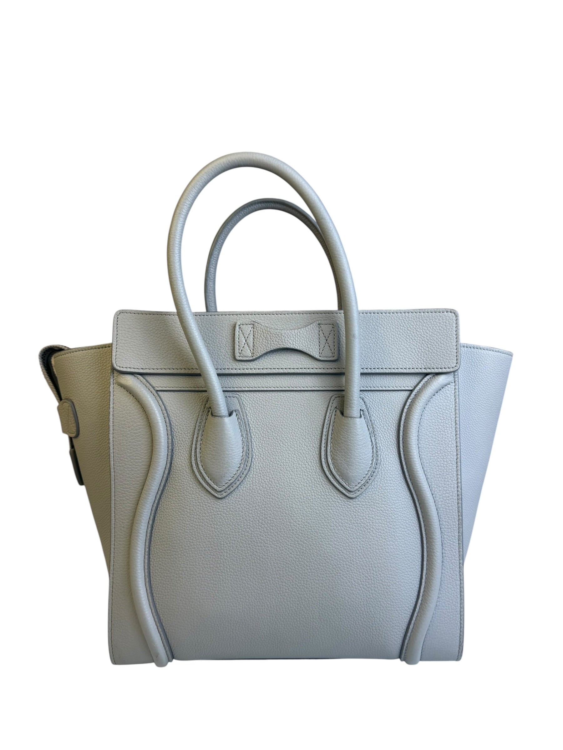 Celine Grey Pebbled Leather Luggage Micro Tote