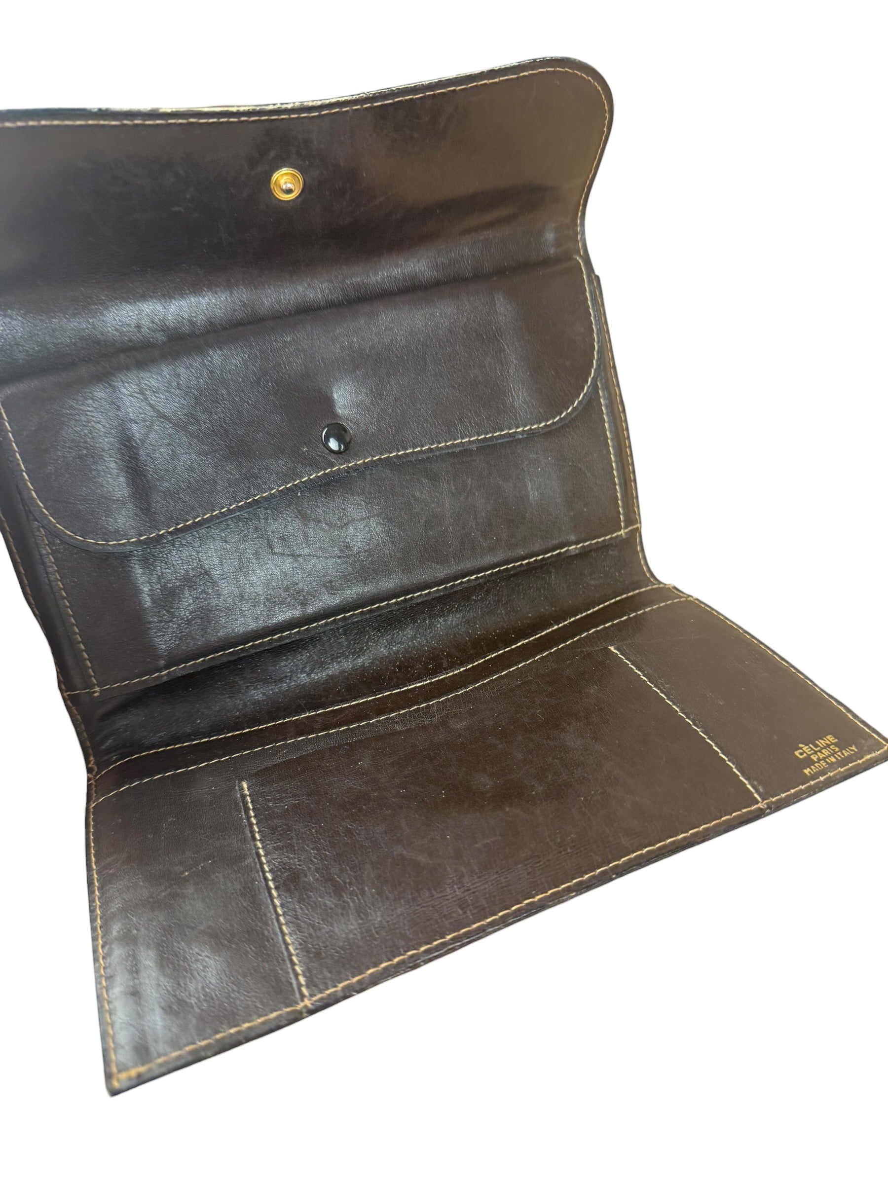 Celine Vintage Canvas Snap Trifold Wallet