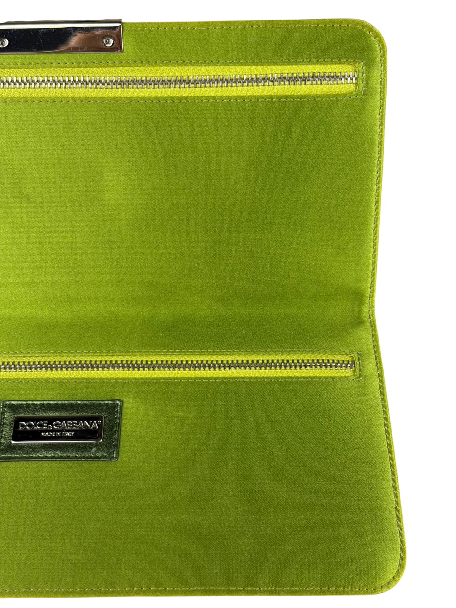 Dolce & Gabbana Lime Green Satin Clutch