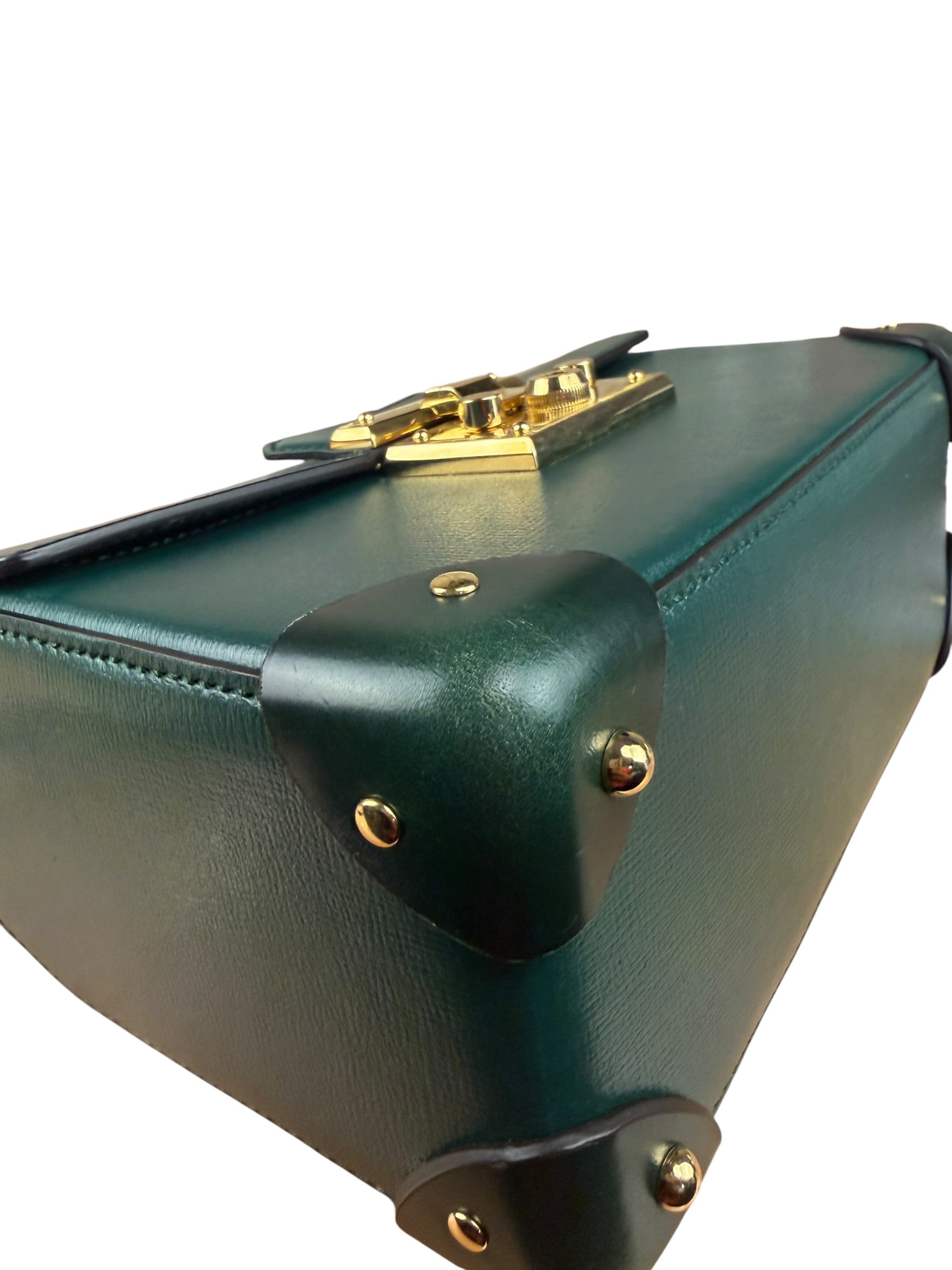 Gucci Green Padlock Bamboo Handle Handbag