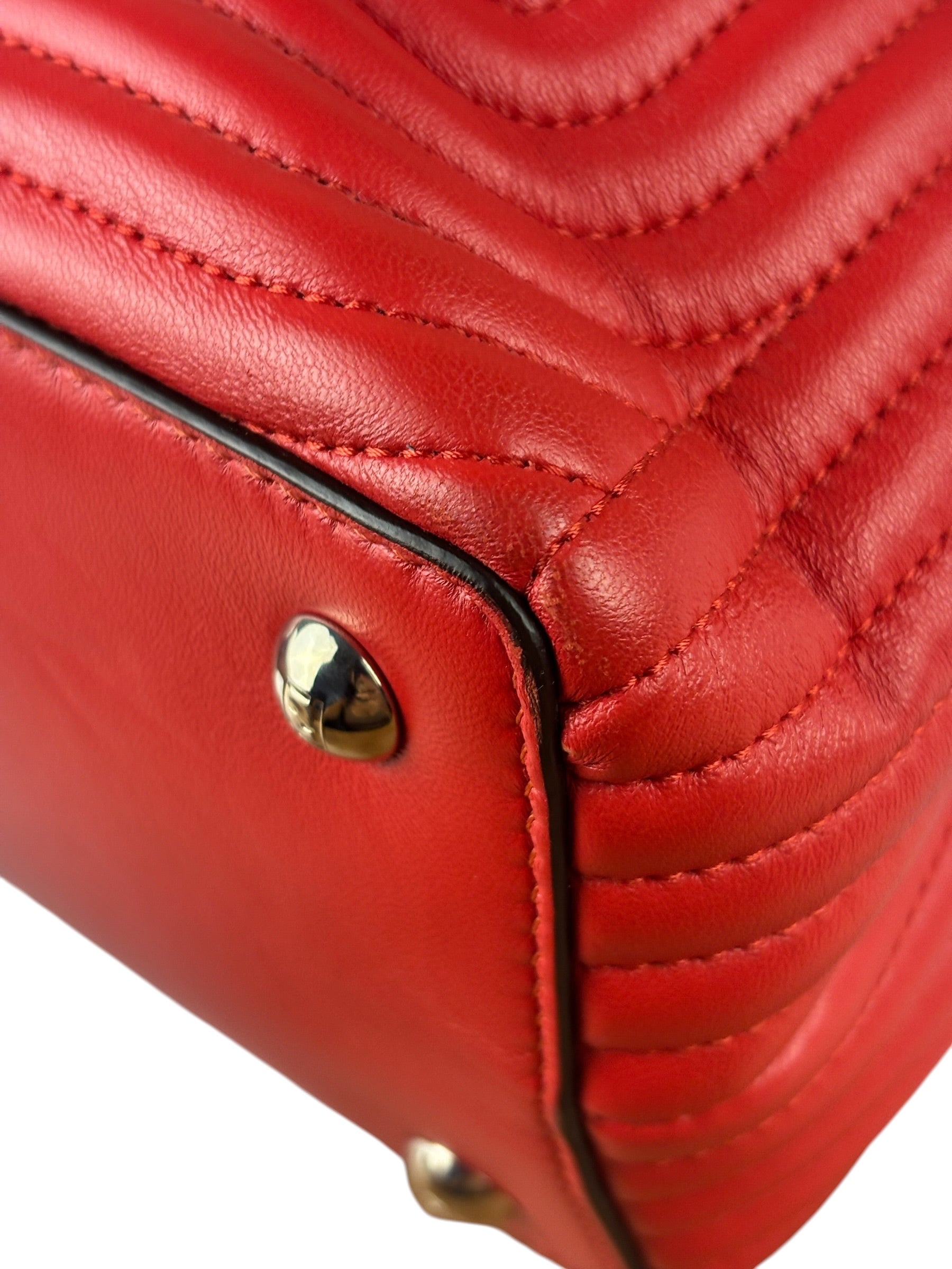 Fendi Vintage Red Calfskin Potcom Click Small Shoulder Bag