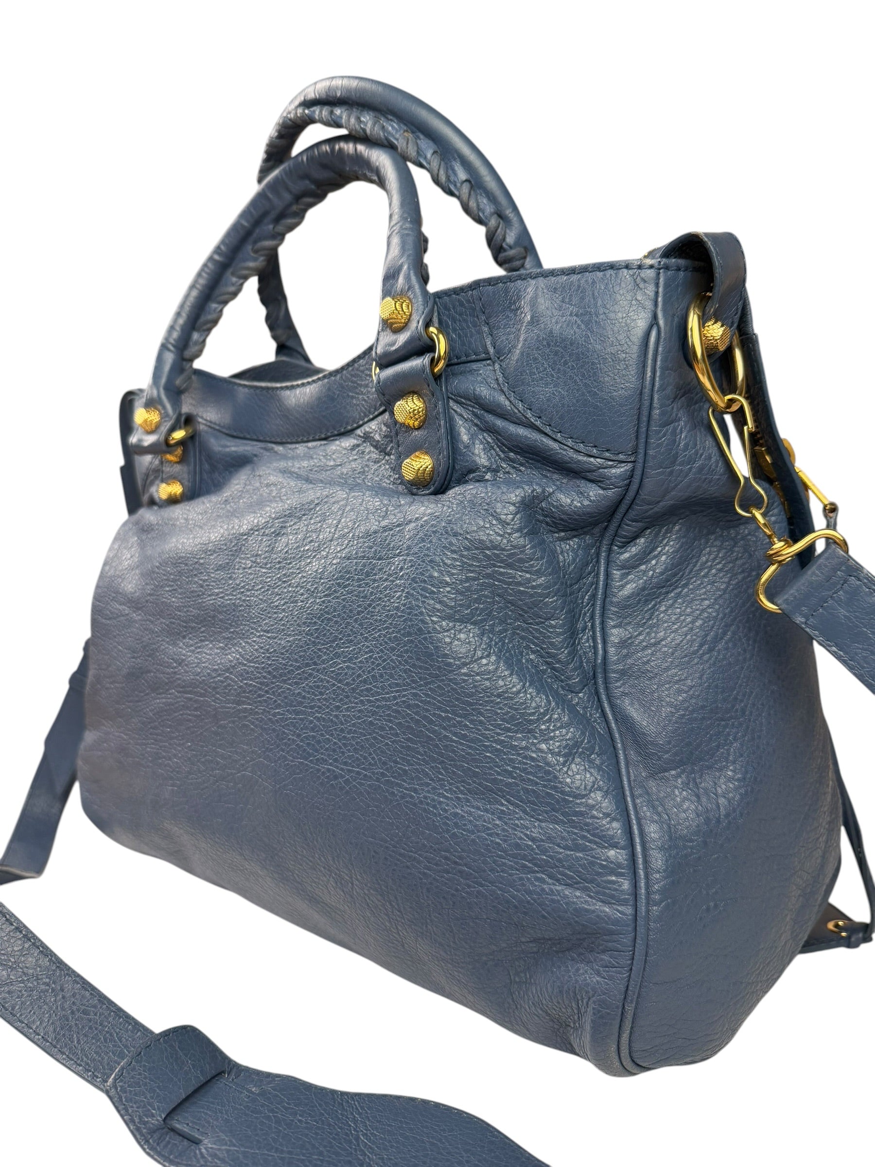 Balenciaga Mist Blue Leather Sunday City Bag