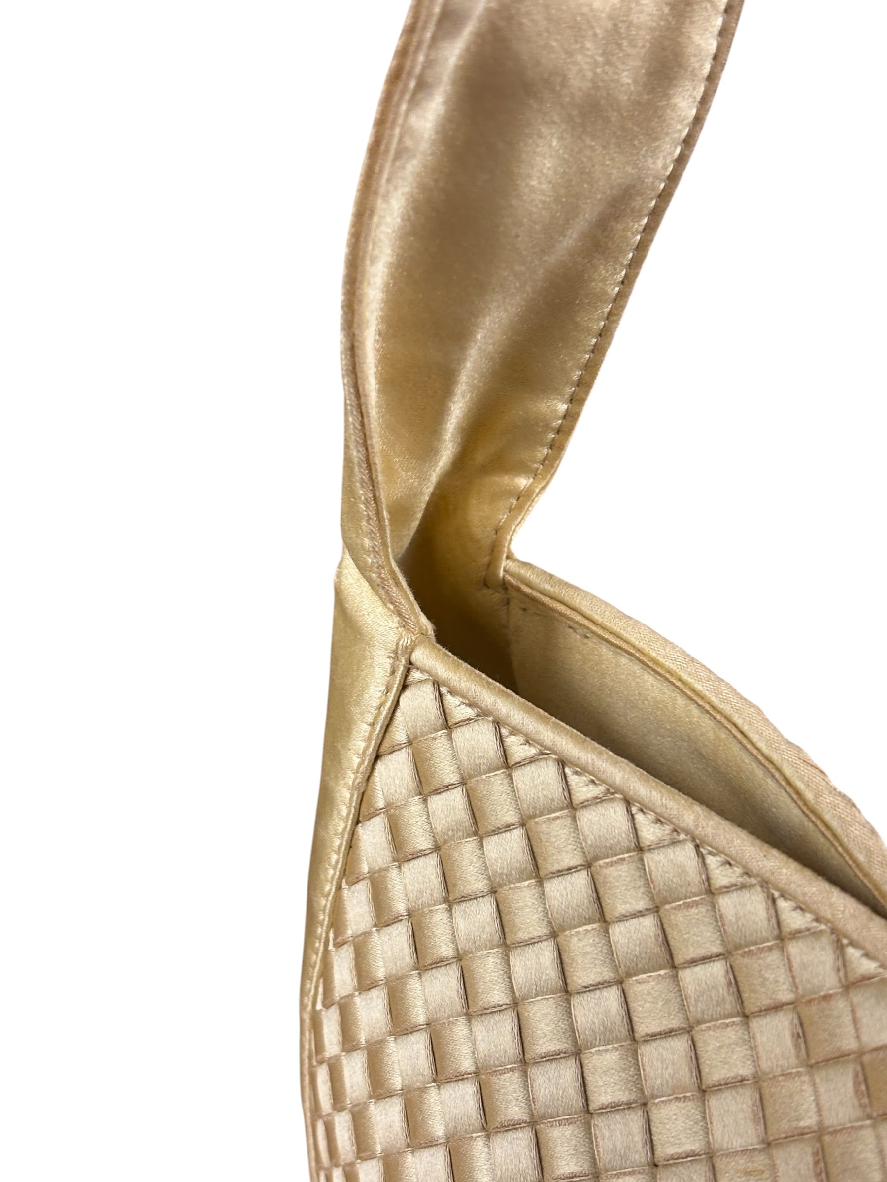Bottega Veneta Butter Yellow Satin Intrecciato Shoulder Bag