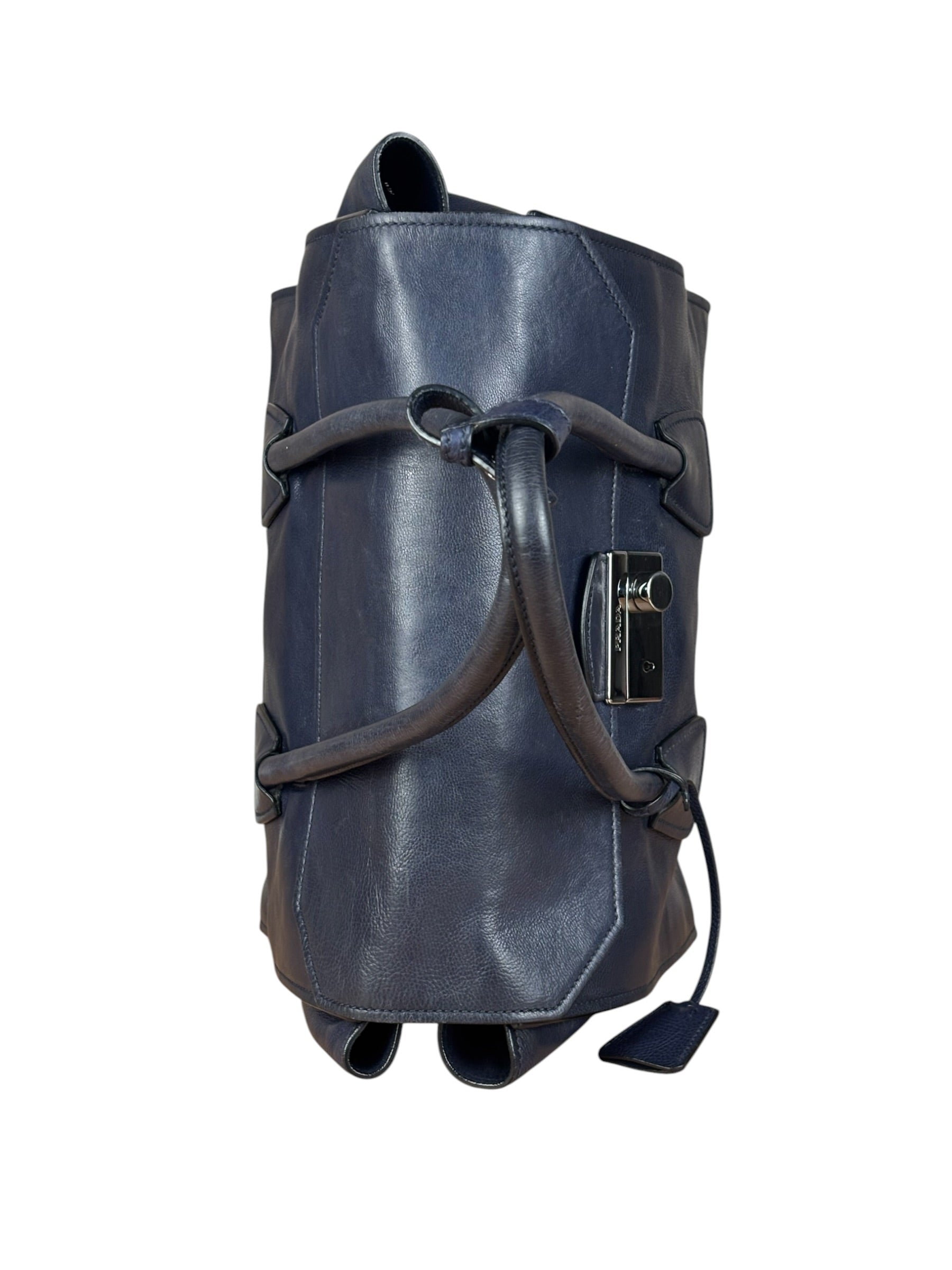 Prada Vintage Muted Blue Leather Glace 2Way Handbag