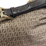 Fendi Brown Leather Trim Zucca Mamma Forever Baguette