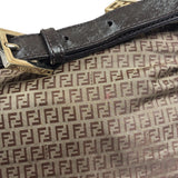 Fendi Brown Leather Trim Zucca Mamma Forever Baguette