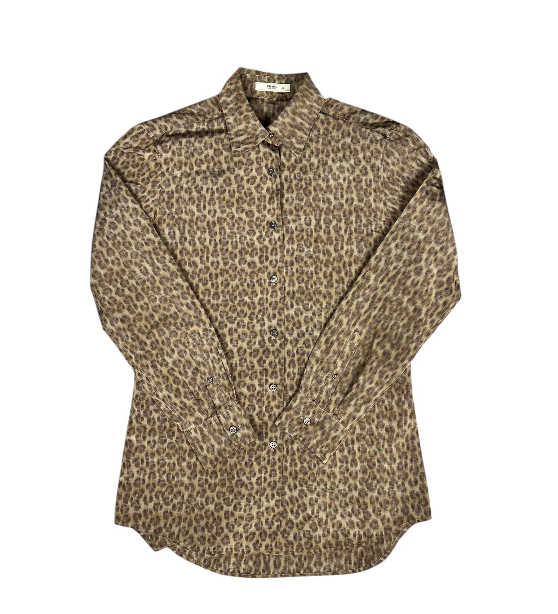 Prada Muted Cheetah Print Button Down Top